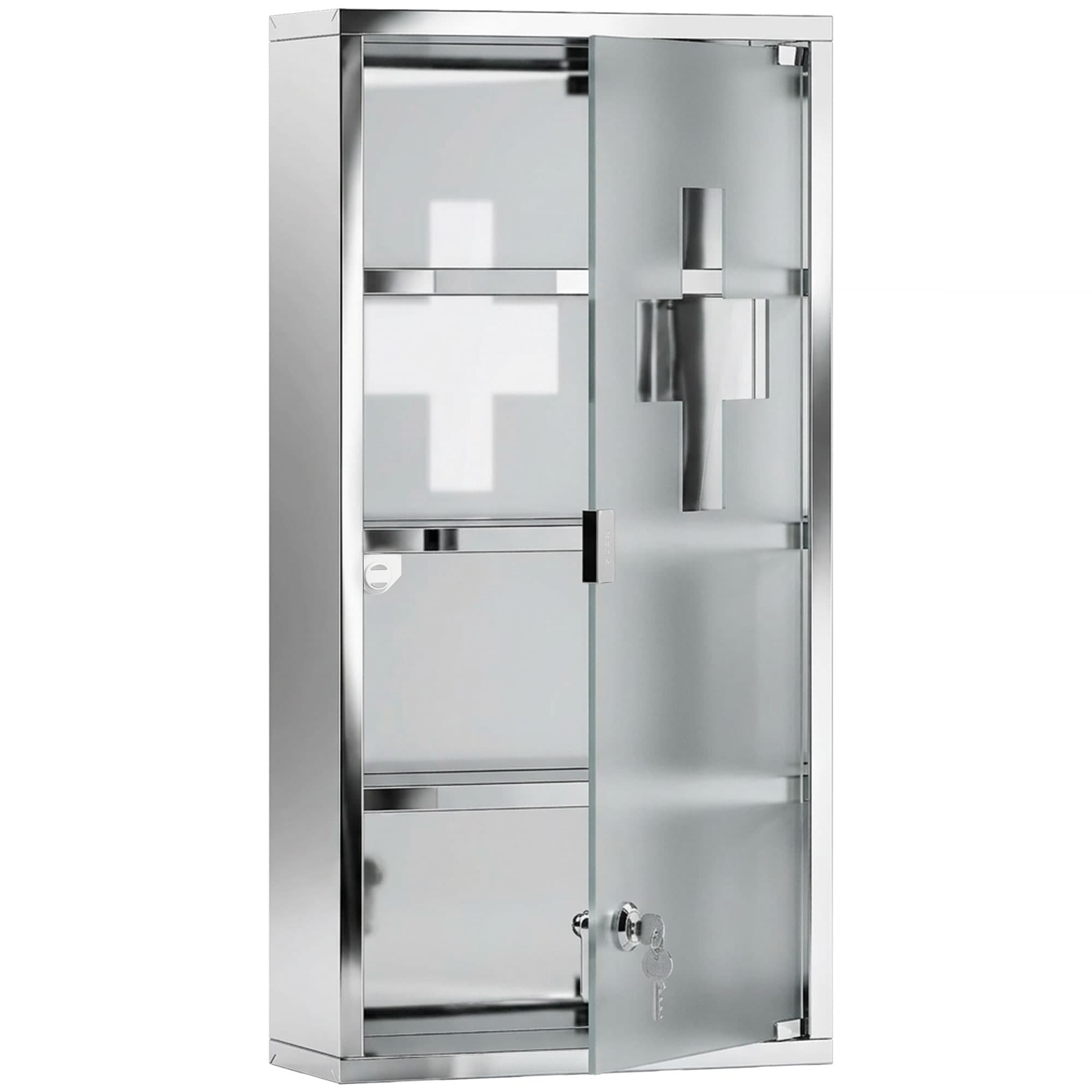 HOMCOM cabinet de pharmacie salle de bain, suspendu mural, avec étagères intérieures, 30x12x60 cm Aosom France