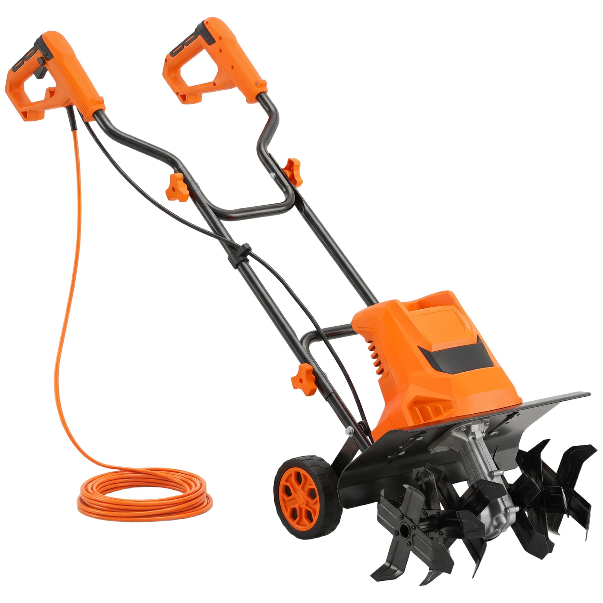 Outsunny Motobineuse électrique 1500W avec poignée pliable, largeur de travail 40 cm, profondeur de labour 9 cm, 6 lames, orange