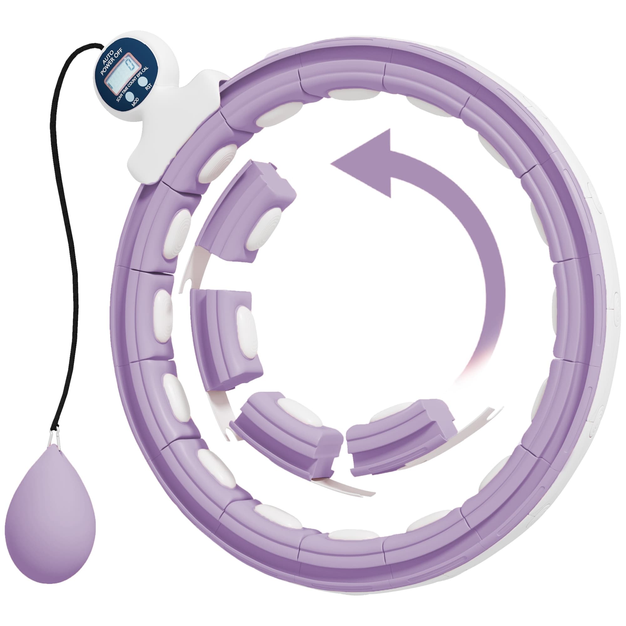 SPORTNOW Hula hoop cerceau avec picots de massage ajustable 76-113 cm de tour de taille 16 segments amovibles 139x4,5cm violet