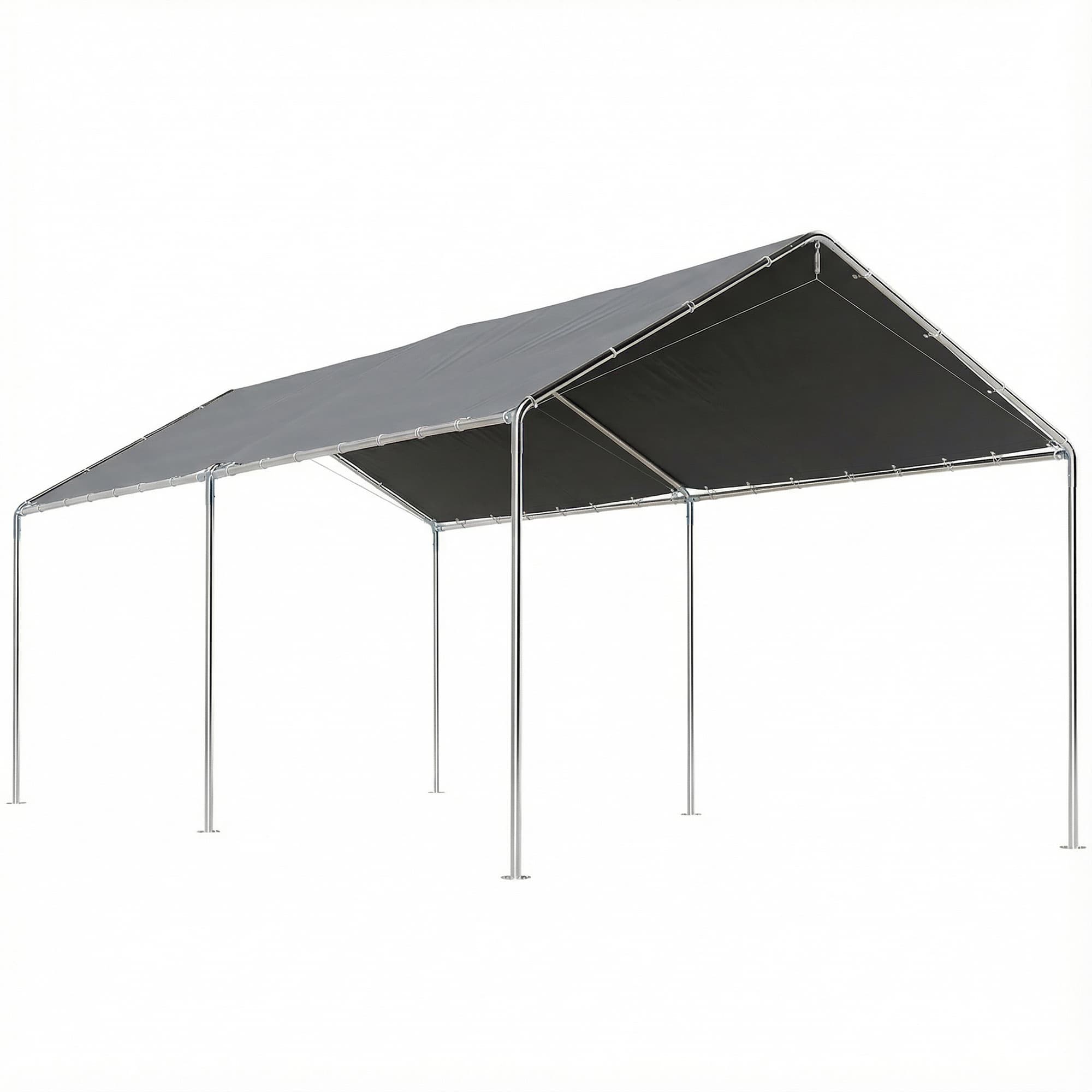 Outsunny Carport auvent pour voiture 6 x 3 m acier galvanisé robuste toit PE haute densité gris