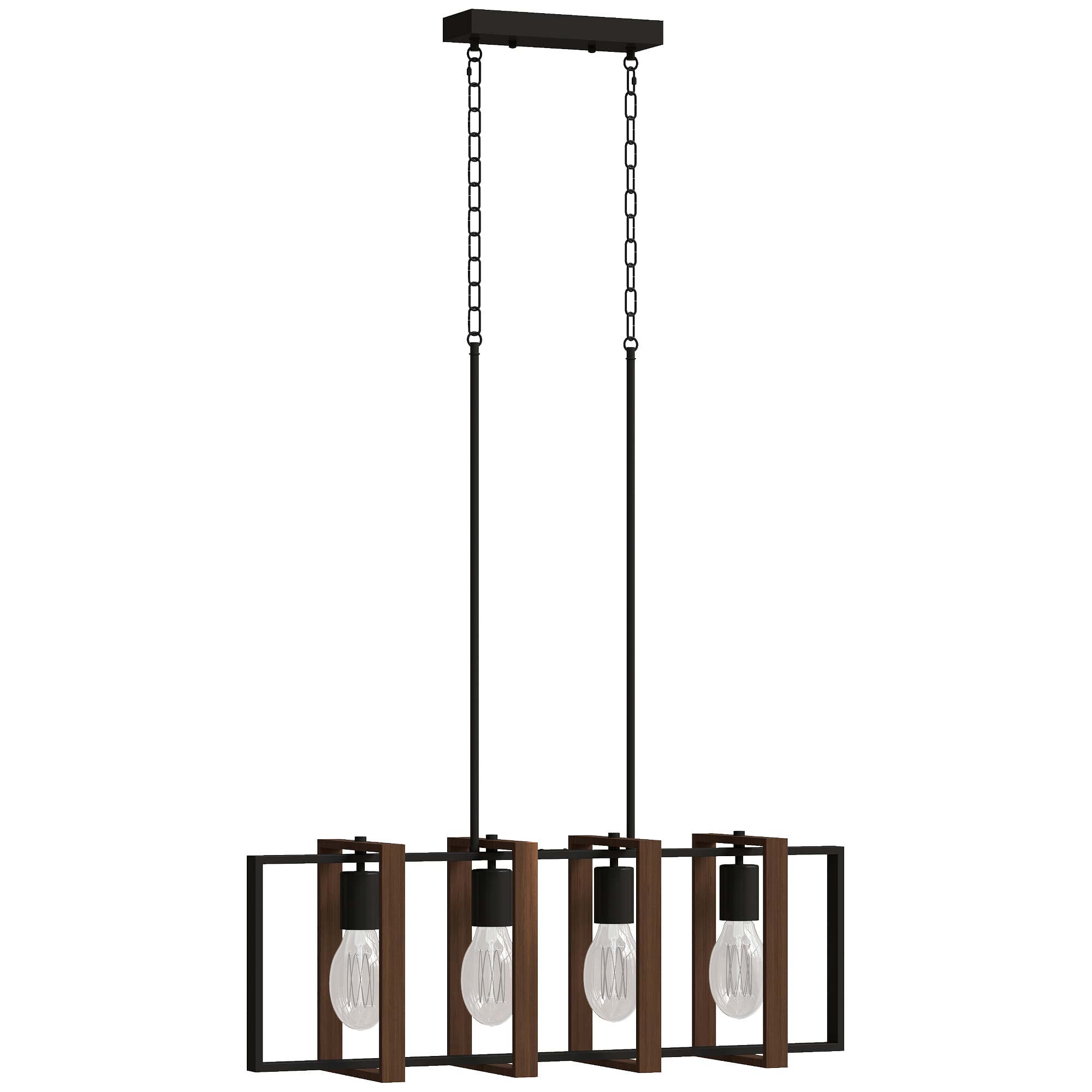HOMCOM Suspension luminaire moderne, lustre plafonnier avec 4 cadres rotatifs et hauteur réglable, 80 x 21 x 90-130 cm, noyer