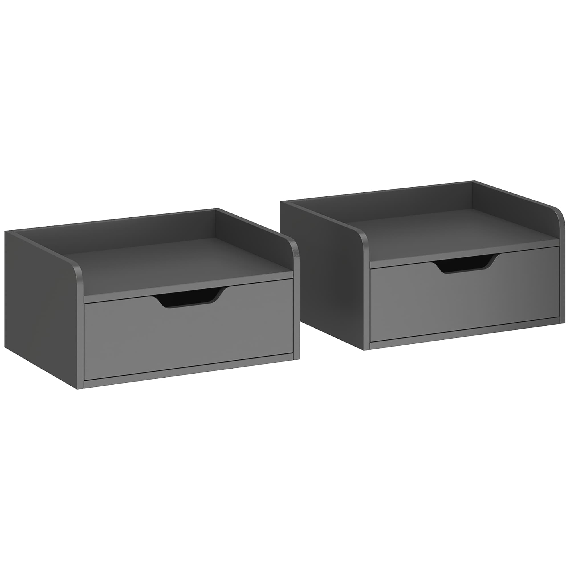 HOMCOM Lot de 2 tables de chevet murales tables de nuit suspendues tiroir plateau aspect bois dim. 40L x 30l x 19,5H cm