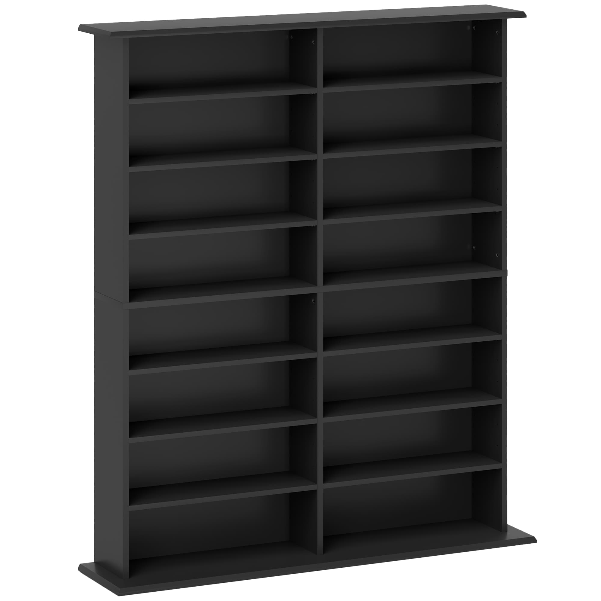 HOMCOM Rangements pour CD et DVD avec 16 compartiments et 12 étagères réglables capacité max. 720 CD/396 DVD et Blu-ray noir