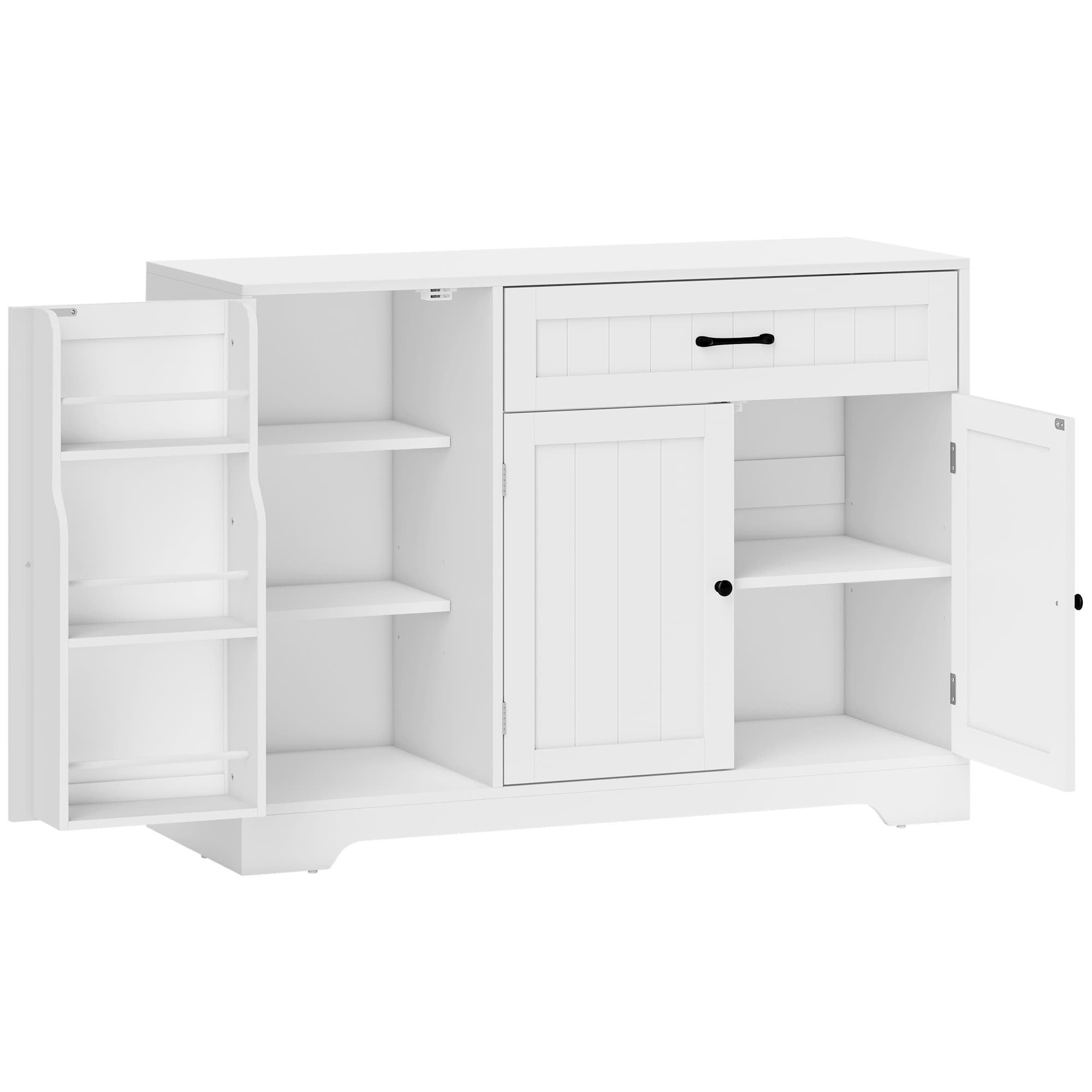 HOMCOM Buffet cuisine, meuble de rangement avec tiroir, 3 portes à fermeture douce, racks-porte et étagères réglables, blanc