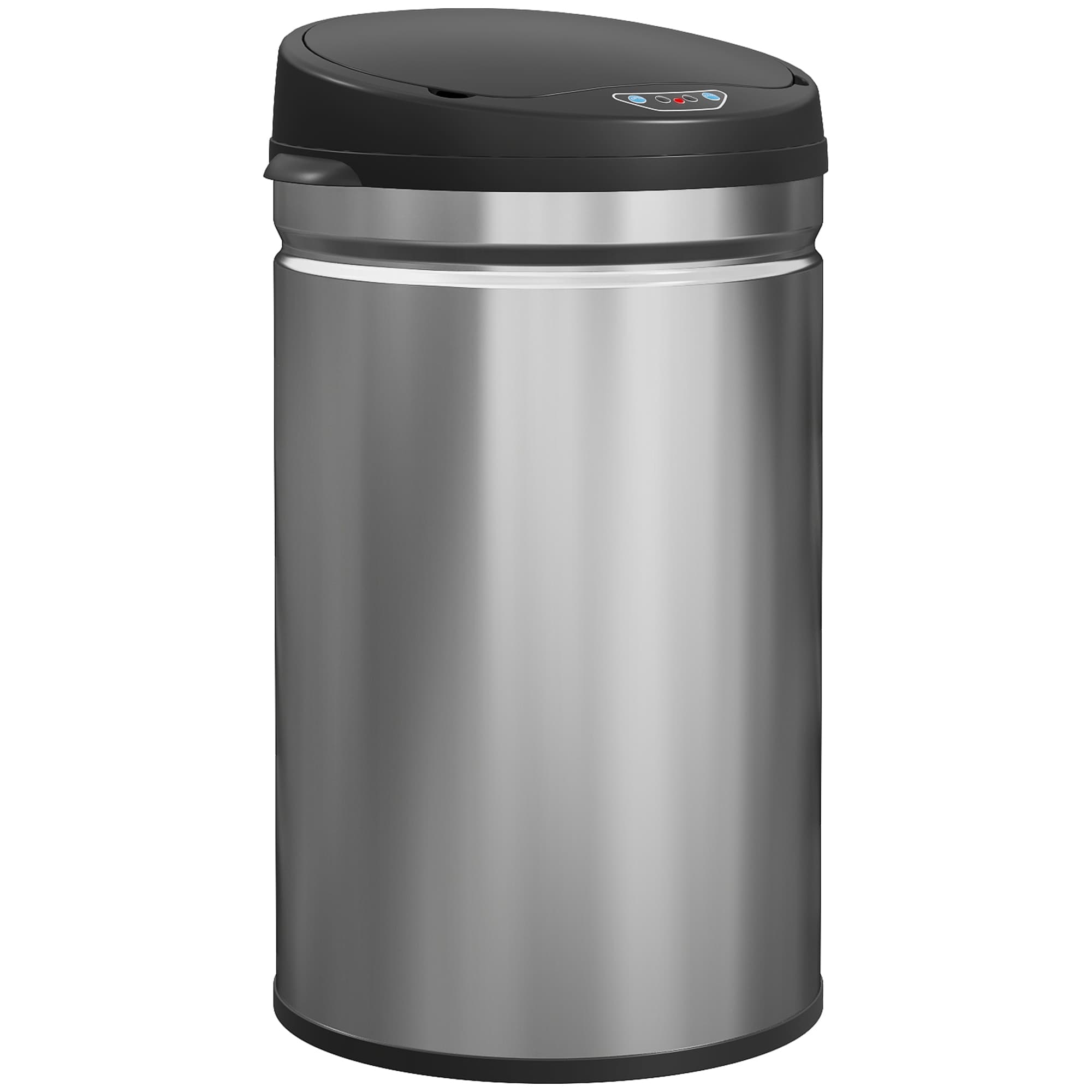 HOMCOM Poubelle cuisine automatique 30L acier inoxydable, poubelle à couvercle à fermeture en douceur, 32x30,5x51cm, argent