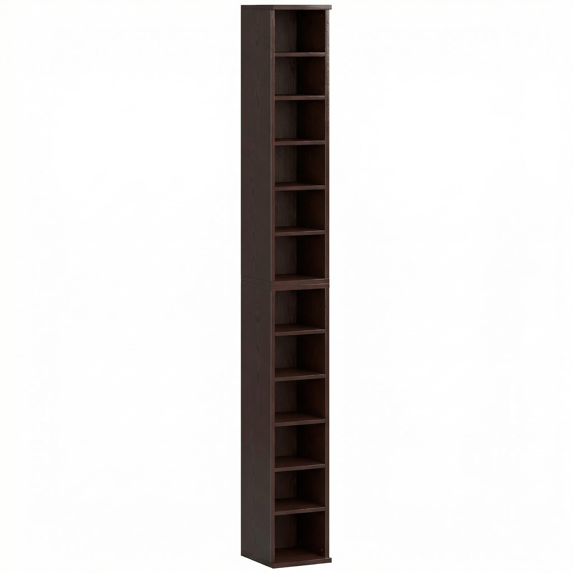 HOMCOM Lot de 2 étagères colonnes armoire de rangement CD-DVD 12 compartiments 21 x 22,5 x 88,5 cm capacité 204 CD marron