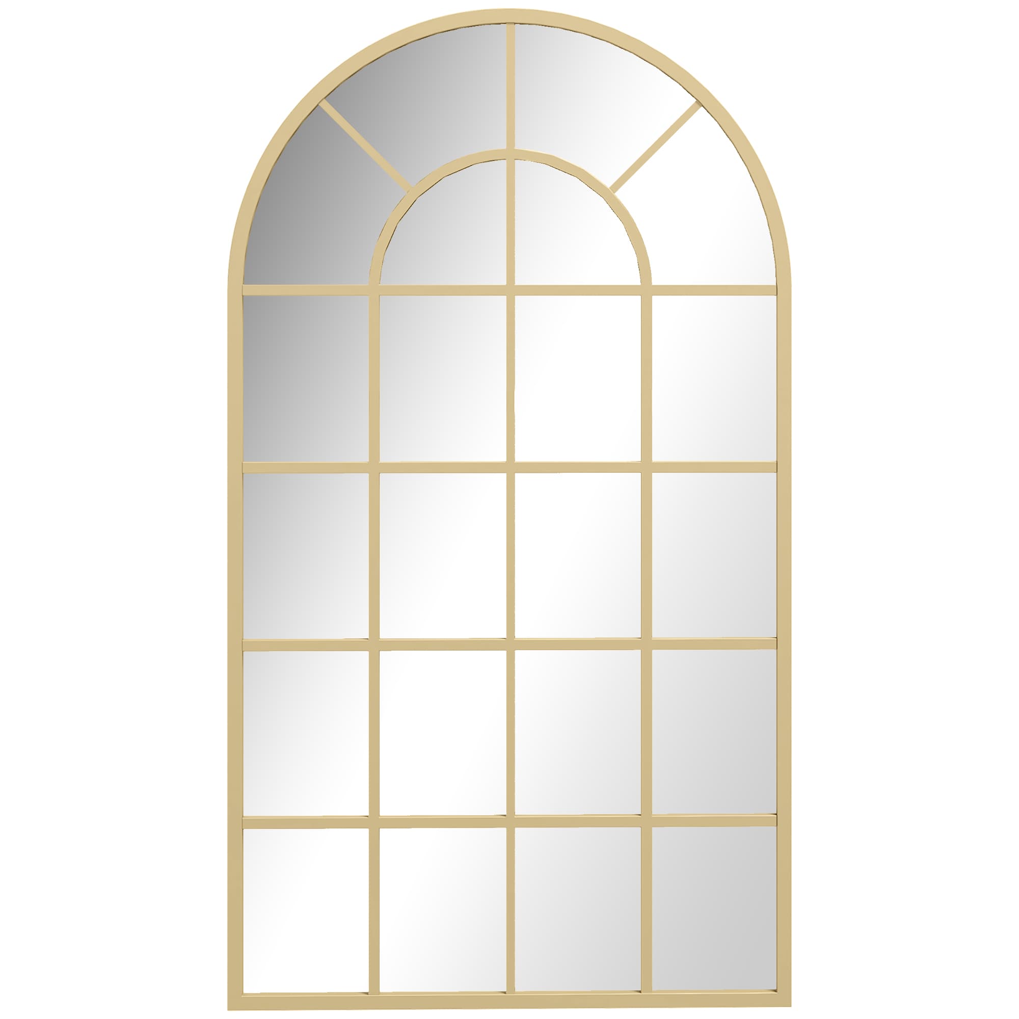 HOMCOM Miroir verrière arche style industriel fenêtre arcade métal 110 x 65 cm doré