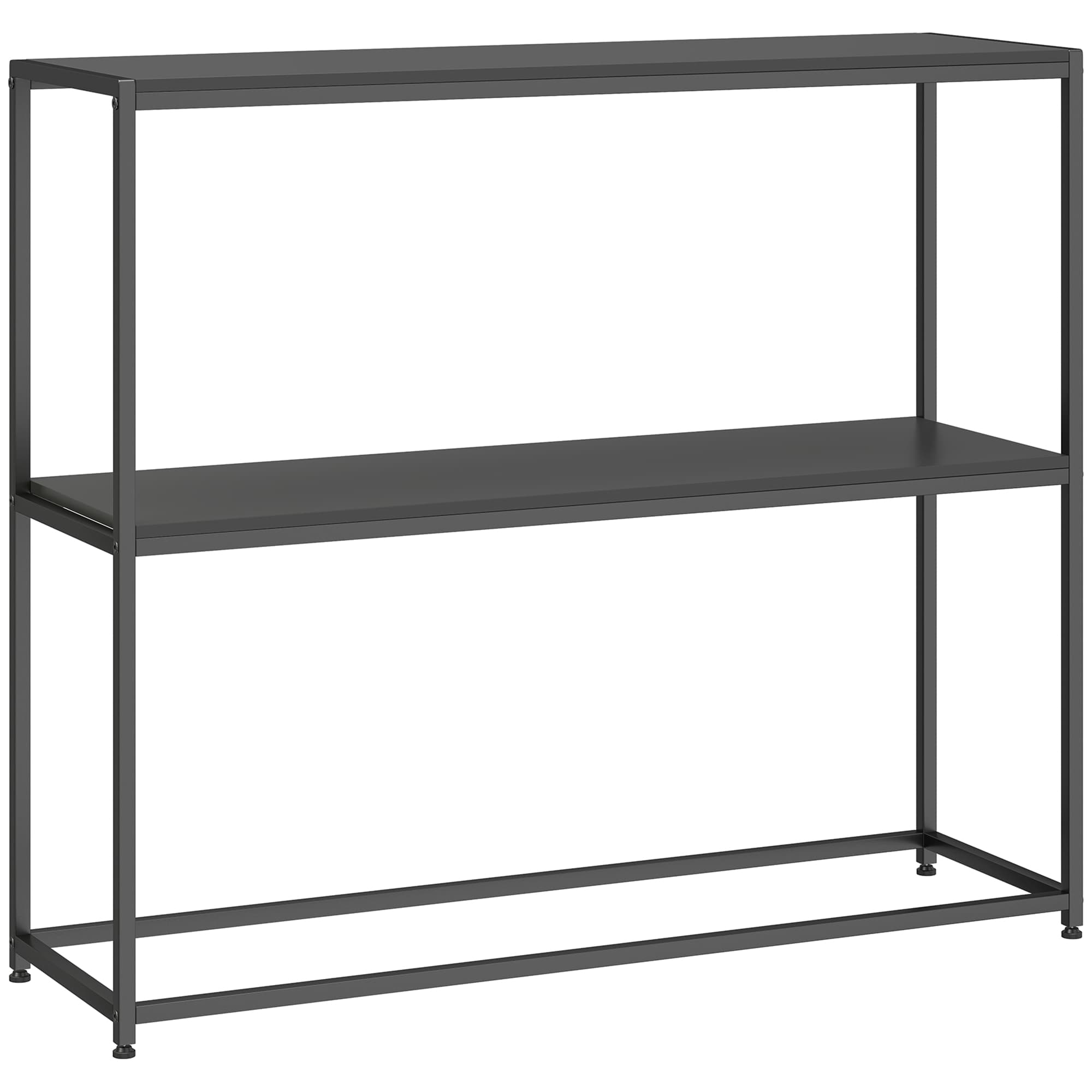HOMCOM Table Console en Acier 2 Étagères Design Moderne pour Salon Entrée Couloir 100 x 30 x 87 cm Noir