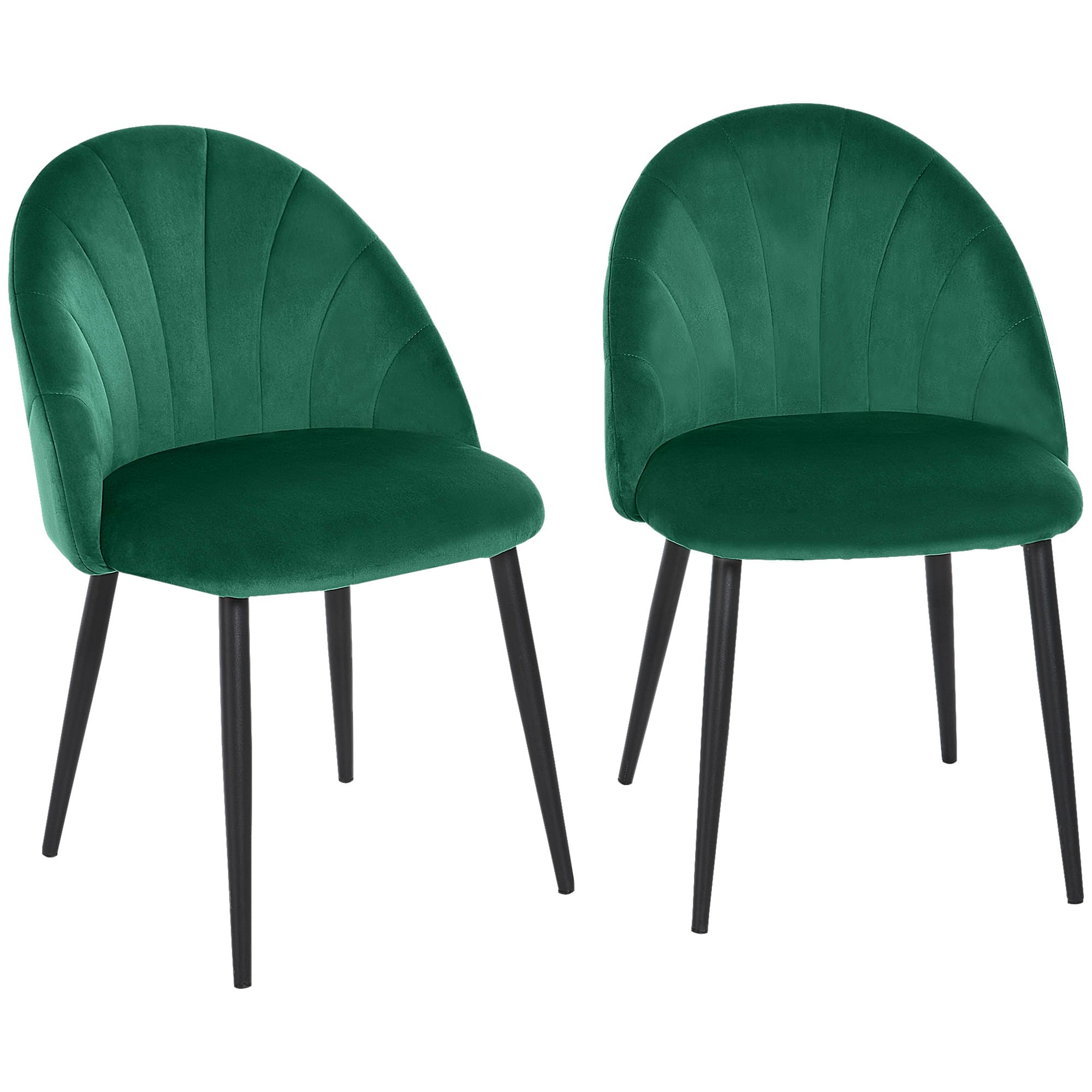 HOMCOM Lot de 2 chaise de salle à manger chaise scandinave velours 100% polyester métal dim. 52l x 54P x 79H cm vert noir Aosom France