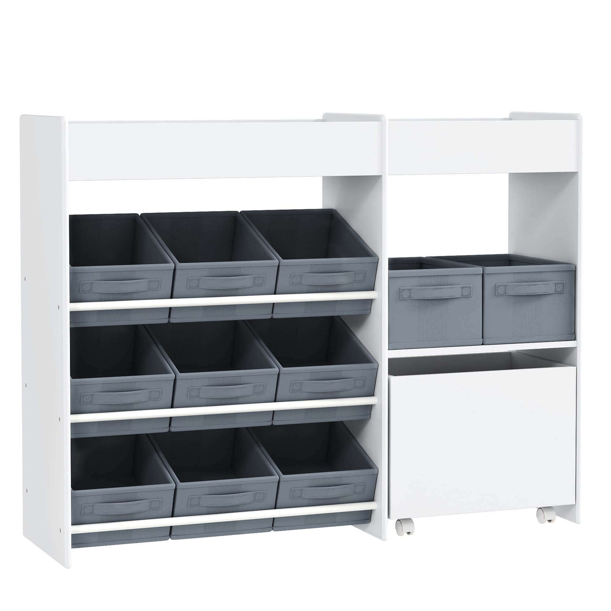 AIYAPLAY Étagère à jouets pour enfants étagère à livres 11 bacs de rangements en tissu non tissé 105 x 30 x 80 cm blanc