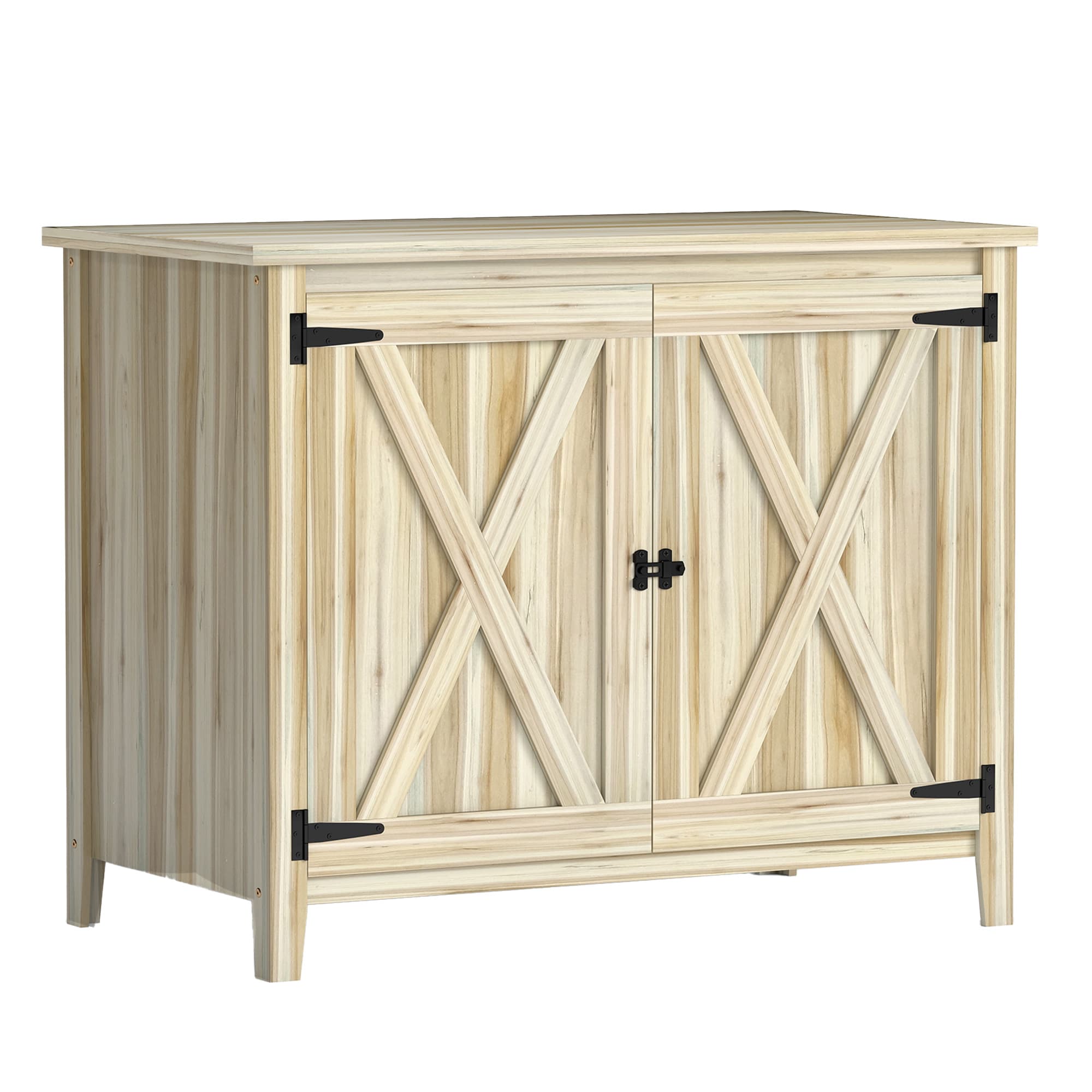Outsunny Armoire de jardin en bois, placard de jardin en bois avec étagères et double portes, 110 x 60 x 88,5 cm, bois naturel
