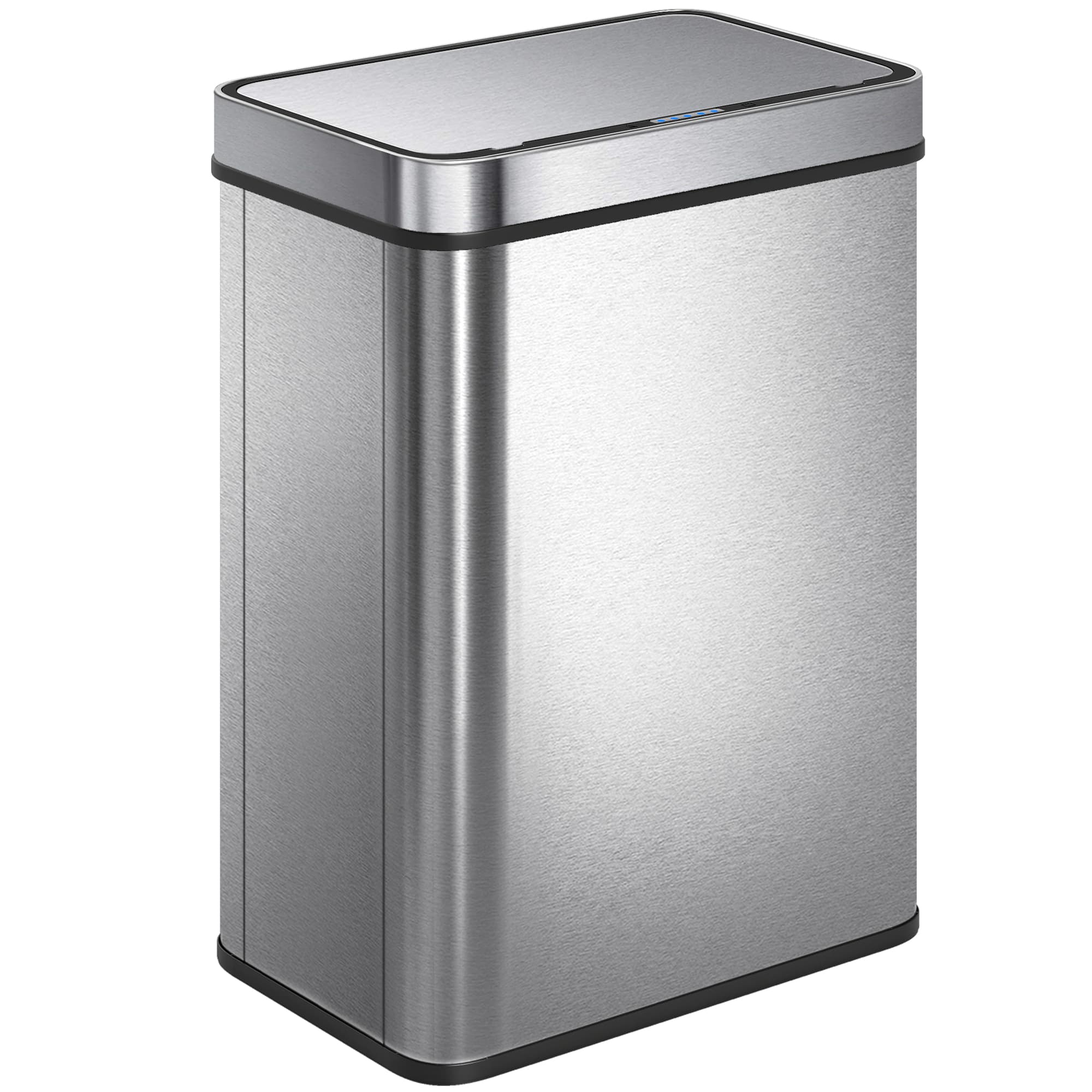 HOMCOM Poubelle à capteur 50 L avec couvercle à fermeture douce, poubelle de cuisine automatique en acier inoxydable, argenté
