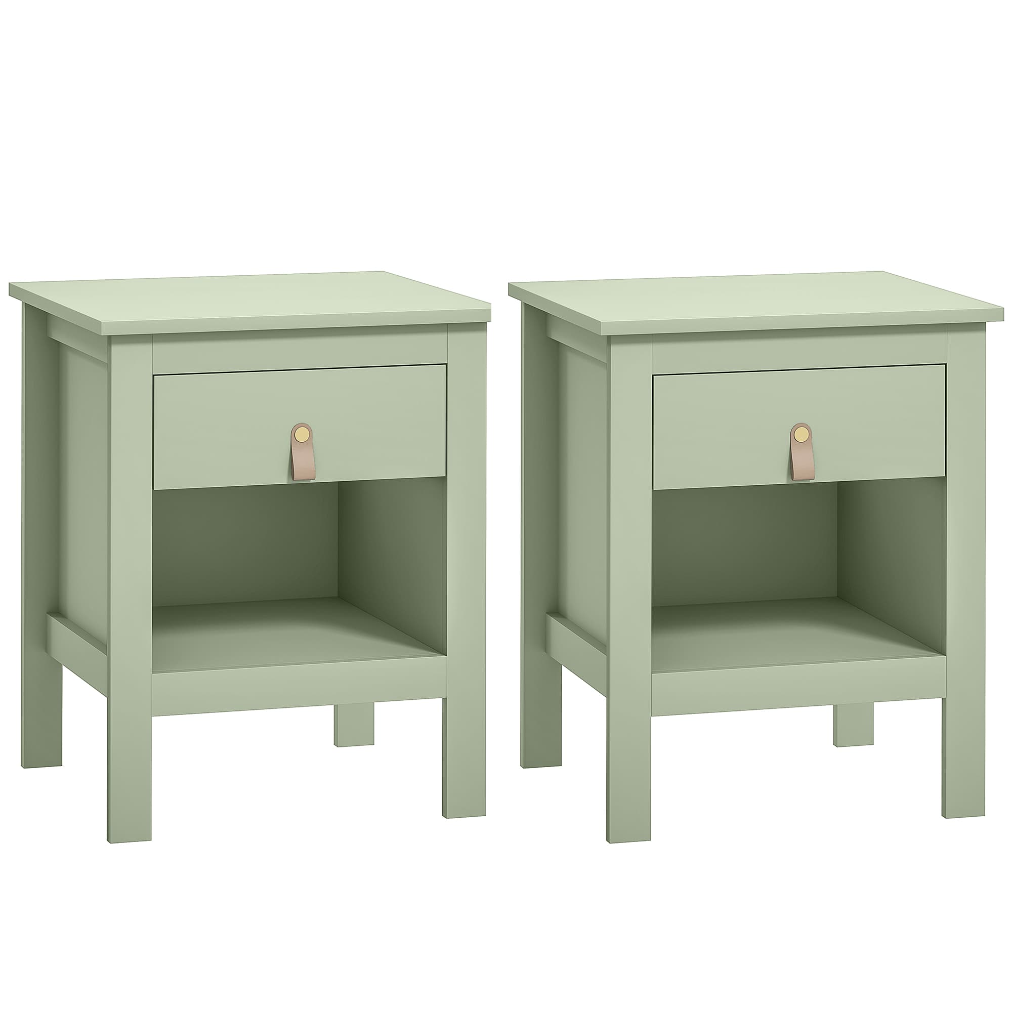 HOMCOM Lot de 2 tables de chevet avec tiroir et compartiment ouvert, 45 x 40 x 55 cm, vert