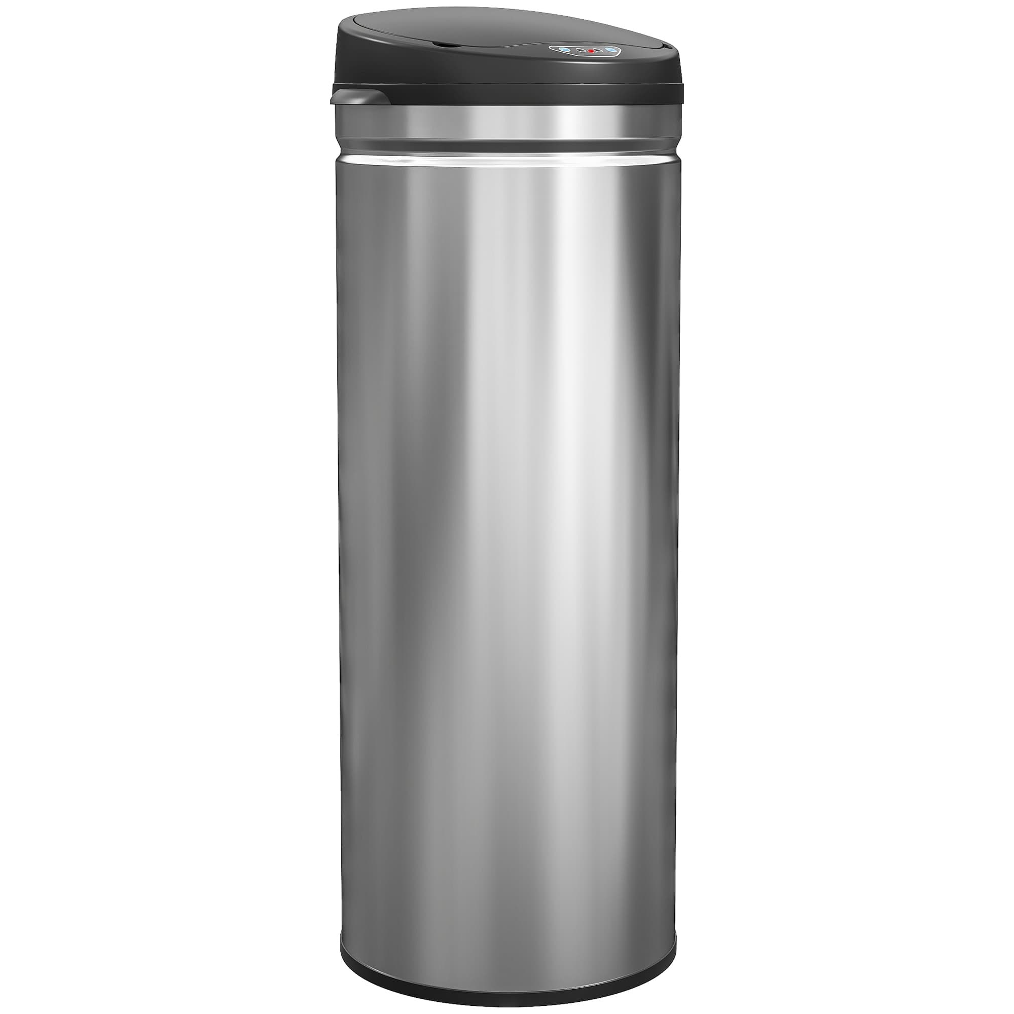 HOMCOM Poubelle cuisine automatique 50L acier inoxydable, poubelle à couvercle à fermeture en douceur, 30,5x30,5x85cm, argent