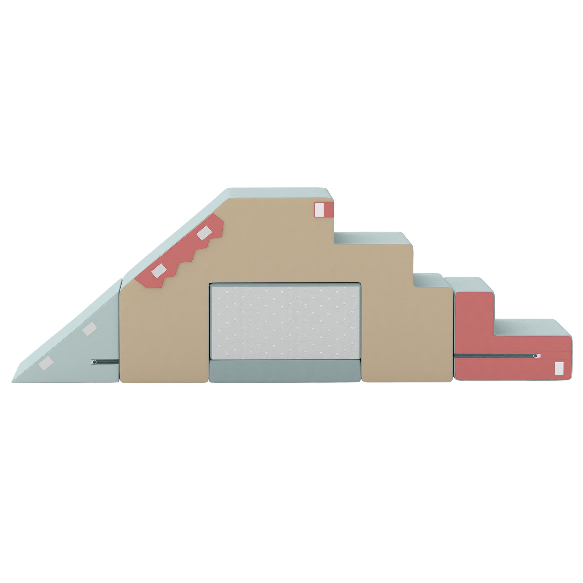 AIYAPLAY Blocs en mousse 2 pièces pour tout-petits avec housses amovibles, set d'escalade et de rampement intérieur, Bleu