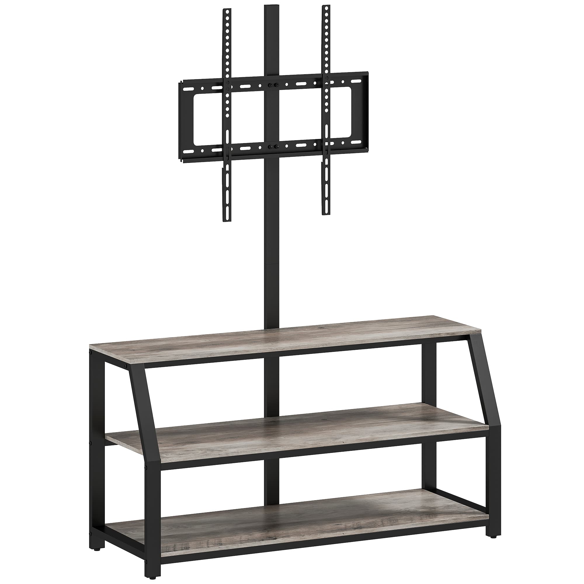 HOMCOM Meuble TV avec support pour téléviseurs jusqu'à 72 pouces, meuble télé avec 2 étagères ouvertes, 110x43x150cm, gris