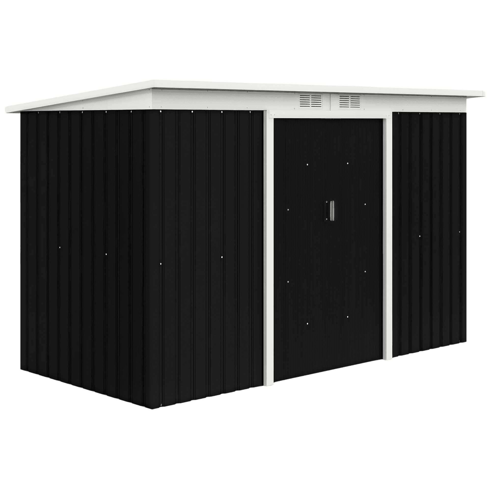 Outsunny Abri de Jardin remise à outils en acier galvanisé avec portes coulissantes, dim. 280L x 130l x 172H cm, noir-AOSOM.fr