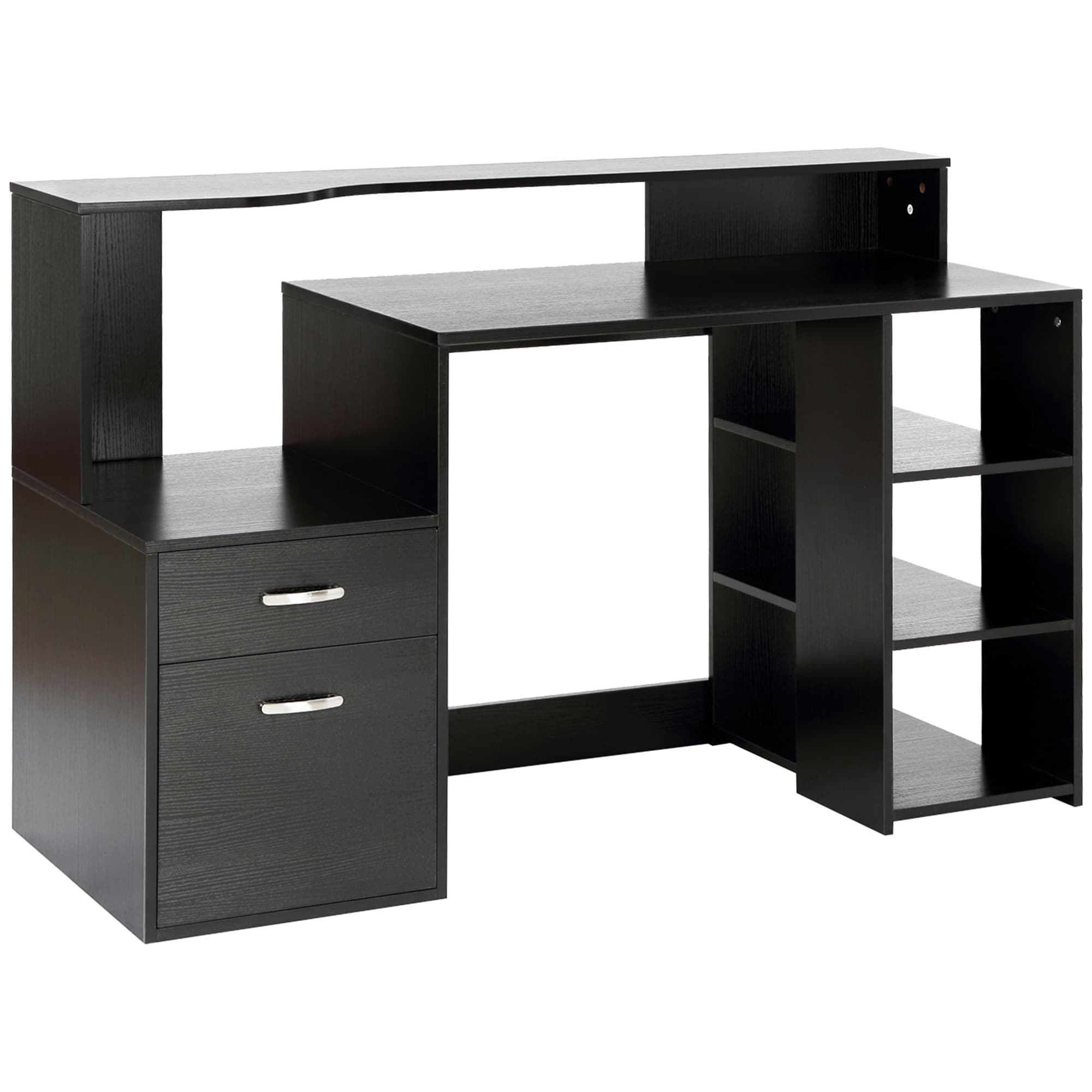 HOMCOM Bureau informatique multimédia design Multi-rangements 137 x 55 x 92 cm noir