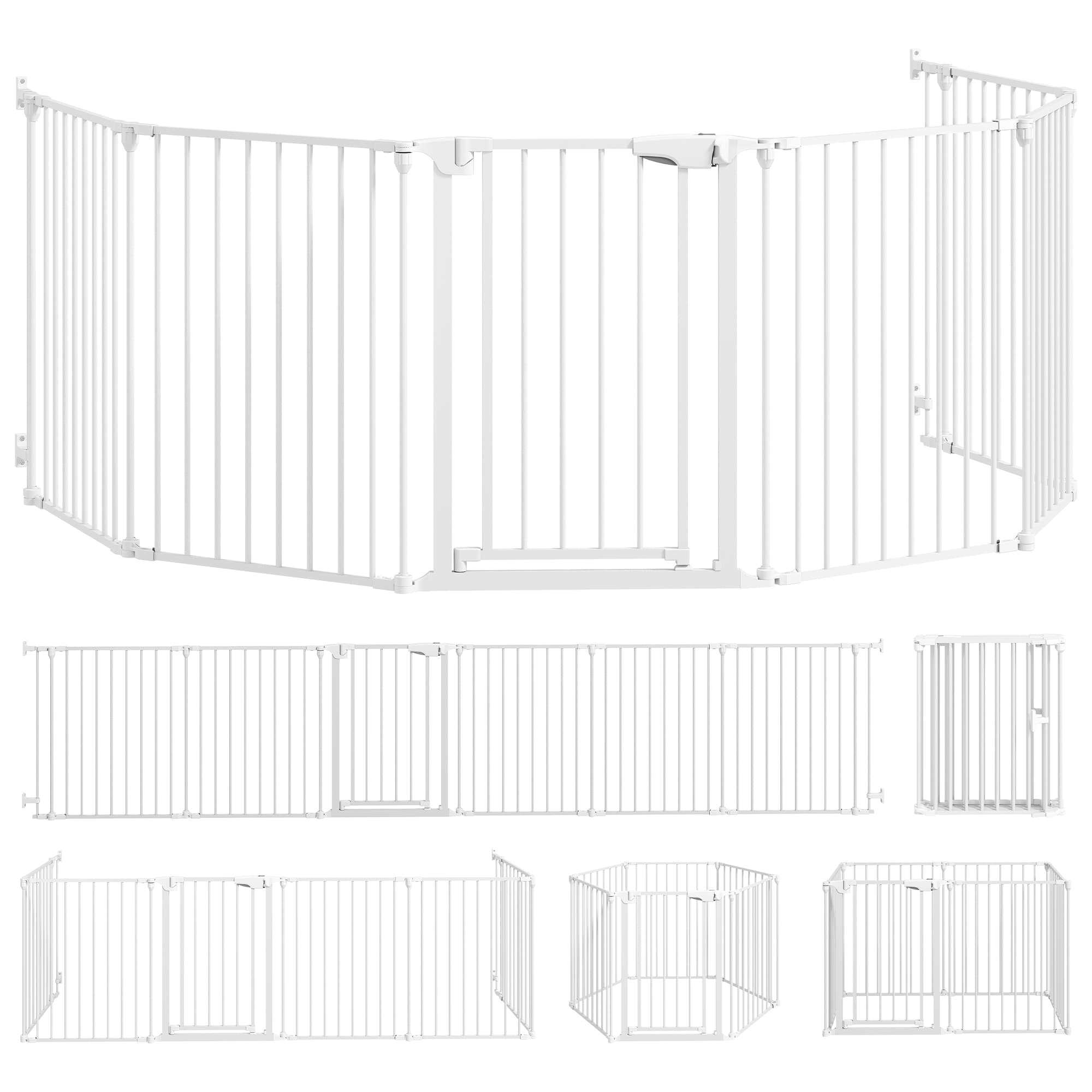 PawHut Barrière de sécurité modulable en acier blanc, vert incl. avec garde-corps Aosom France