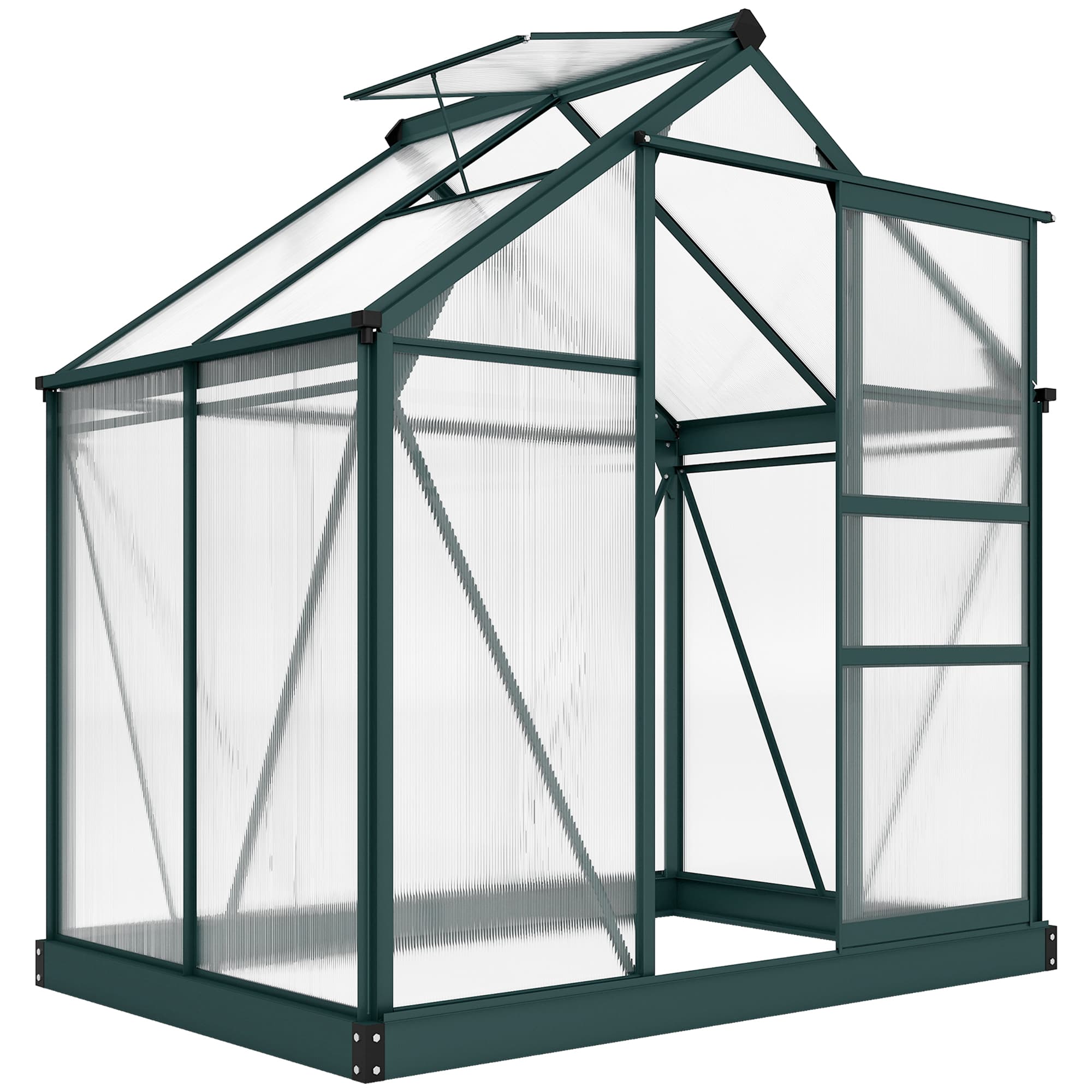 Outsunny serre de jardin en aluminium et polycarbonate à paroi doublée alvéolée Dim.1,9L x 1,32l x 2,01H m vert, transparent