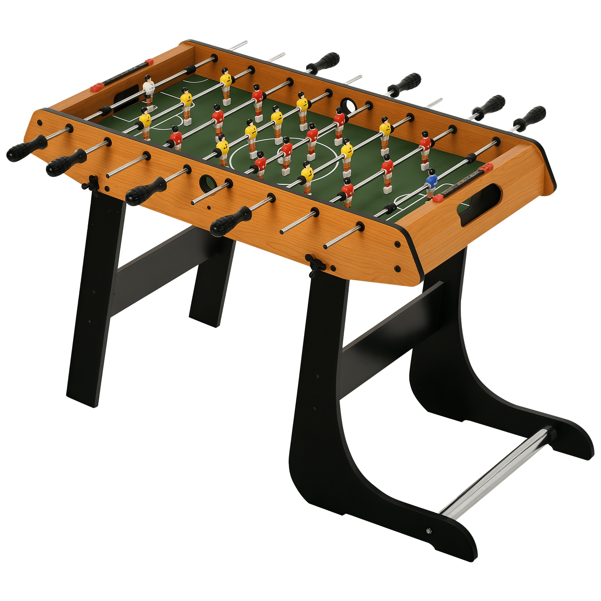 HOMCOM Baby-foot table ergonomique en bois, MDF, acier noir Aosom France