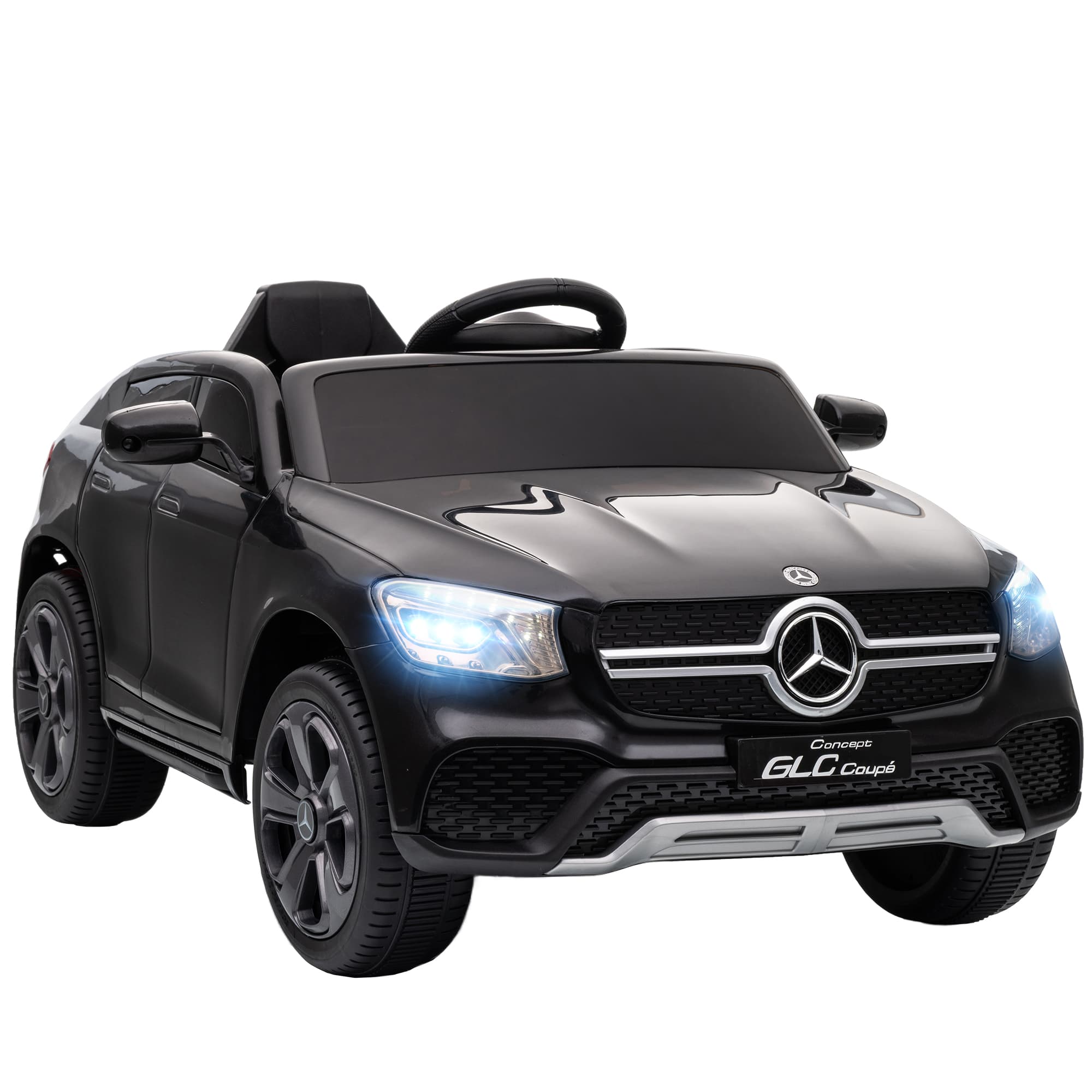 AIYAPLAY Voiture électrique enfants, véhicule électrique 12V, télécommande 2,4G, 3 vitesses, démarrage lent, 105x68x50cm, noir