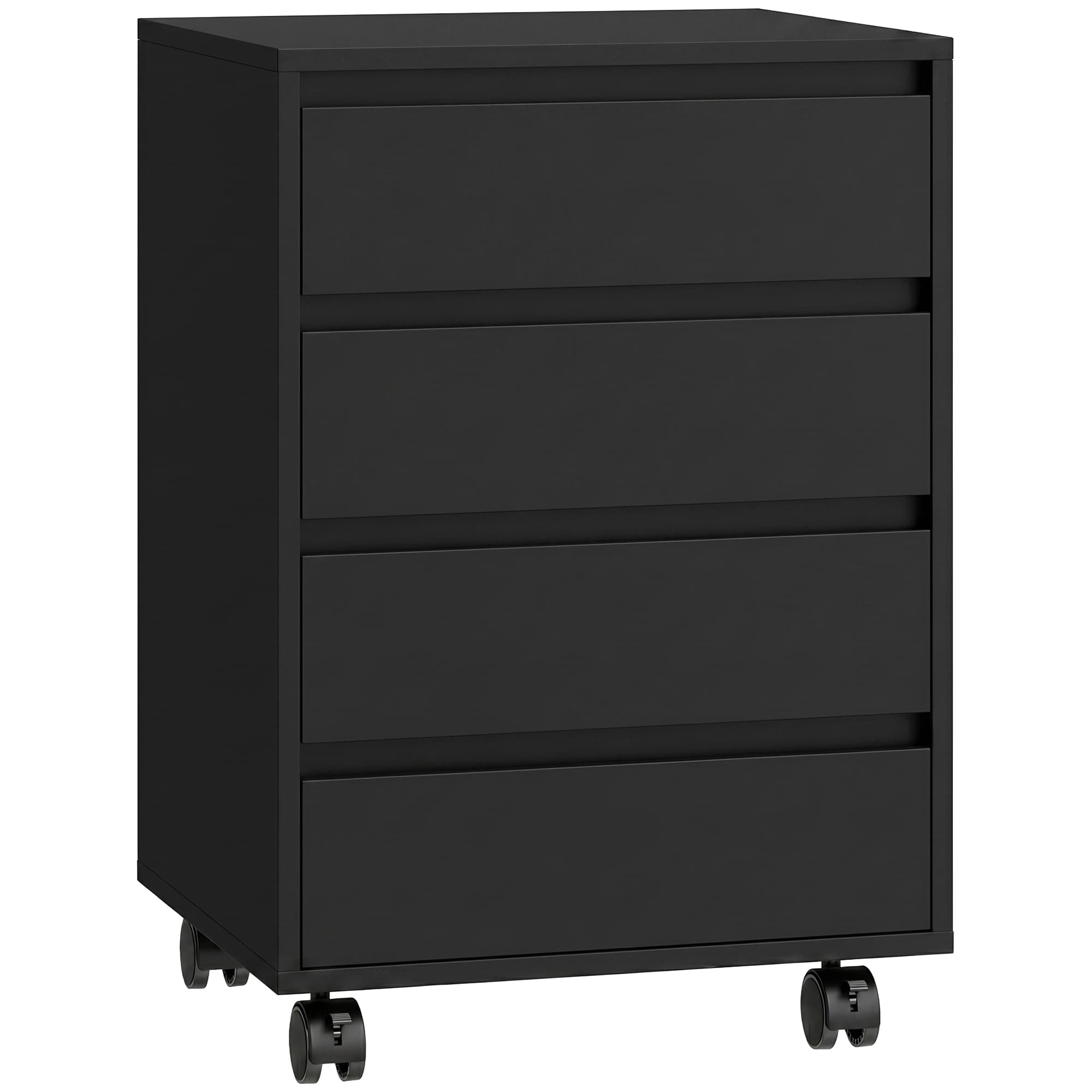 HOMCOM Caisson de bureau rangement bureau sur roulettes 4 tiroirs coulissants en bois aspect bois noir