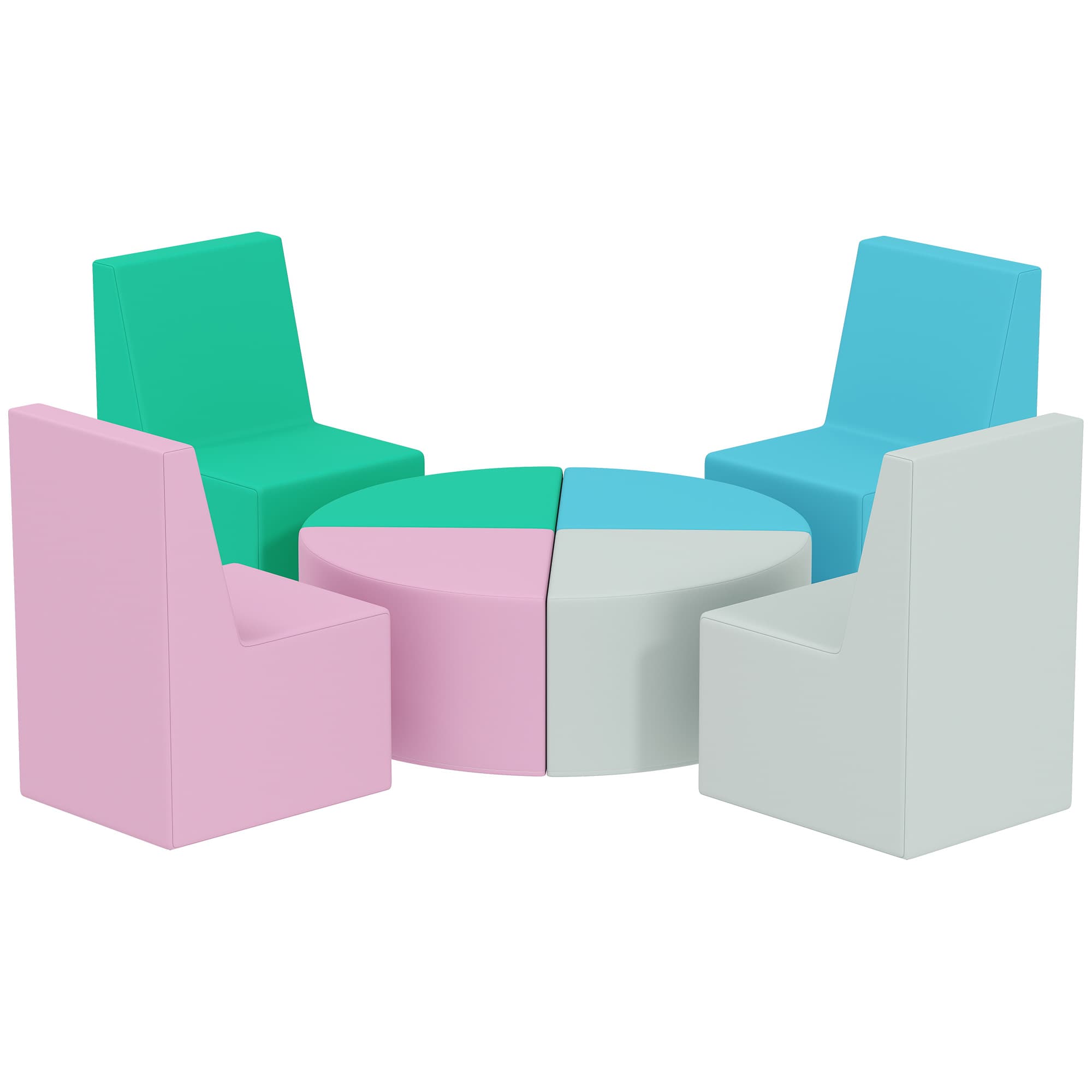 AIYAPLAY Parcours motricité bébé 8PCS, module motricité bébé mousse EPE et housse en PU, design table et chaises, multicolore
