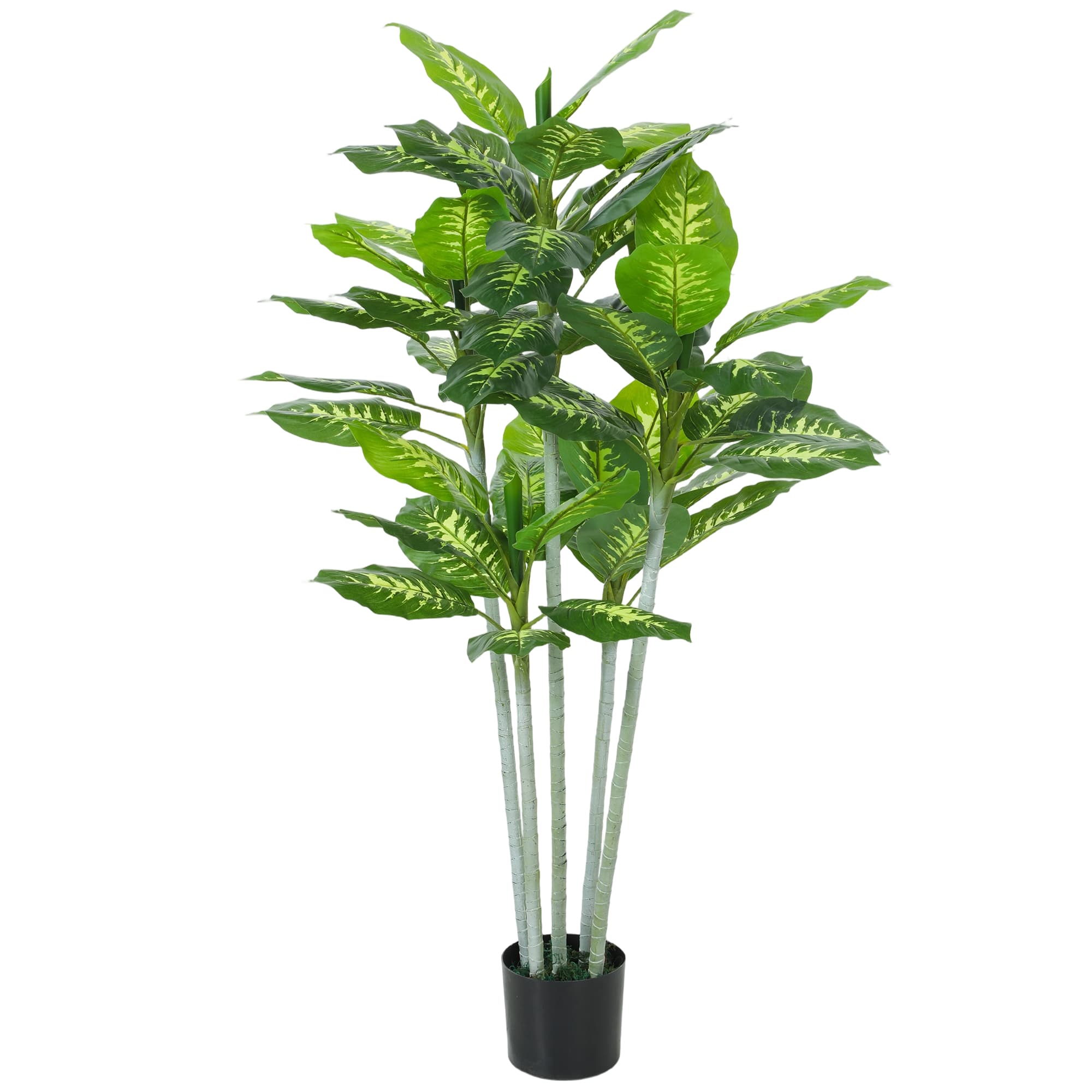 HOMCOM Plante artificielle calathea hauteur 150 cm pot ciment 53 feuilles - intérieur