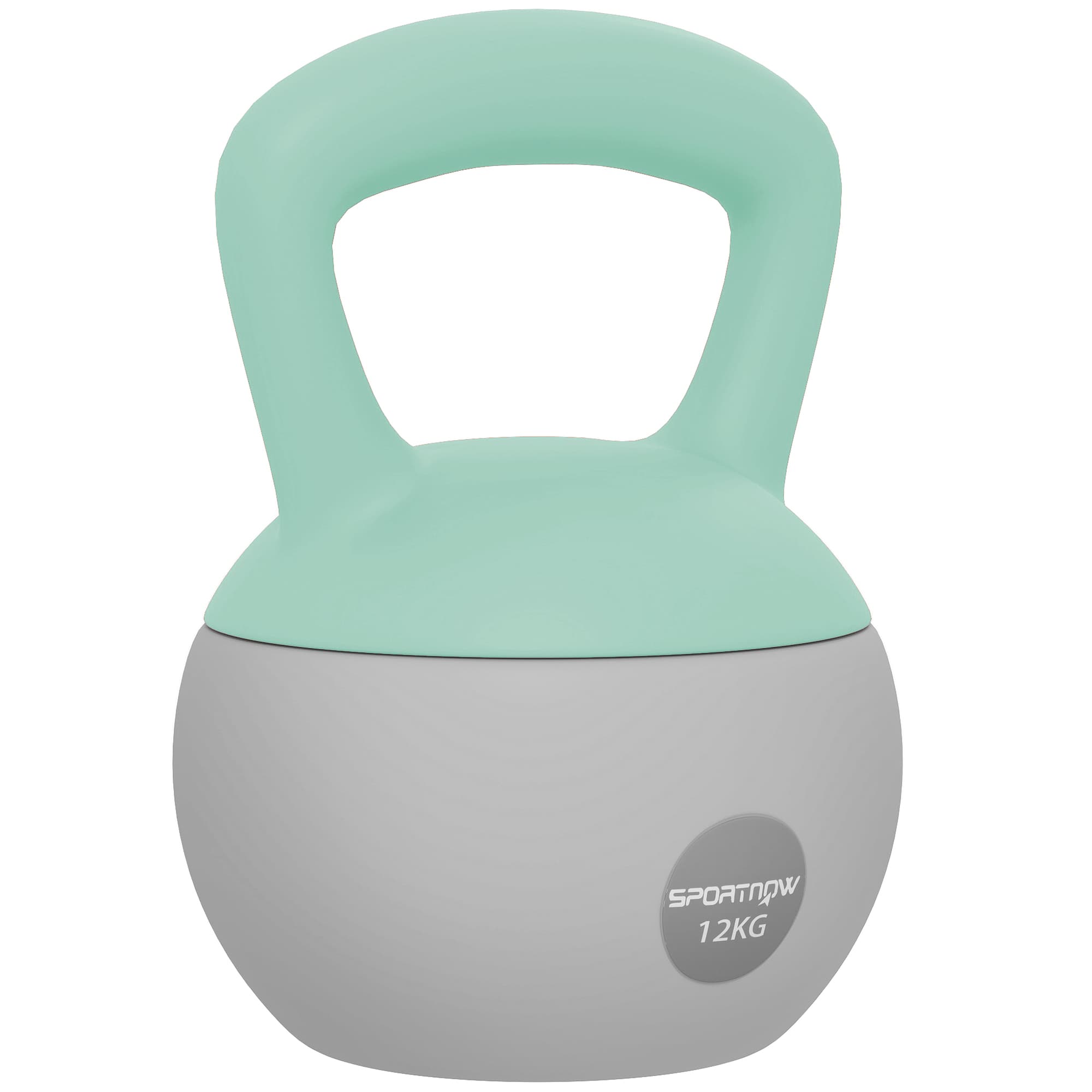 SPORTNOW Kettlebell 12 kg haltère avec poignée antidérapante pour fitness musculation cardio, 21 x 21 x 30 cm, gris et vert