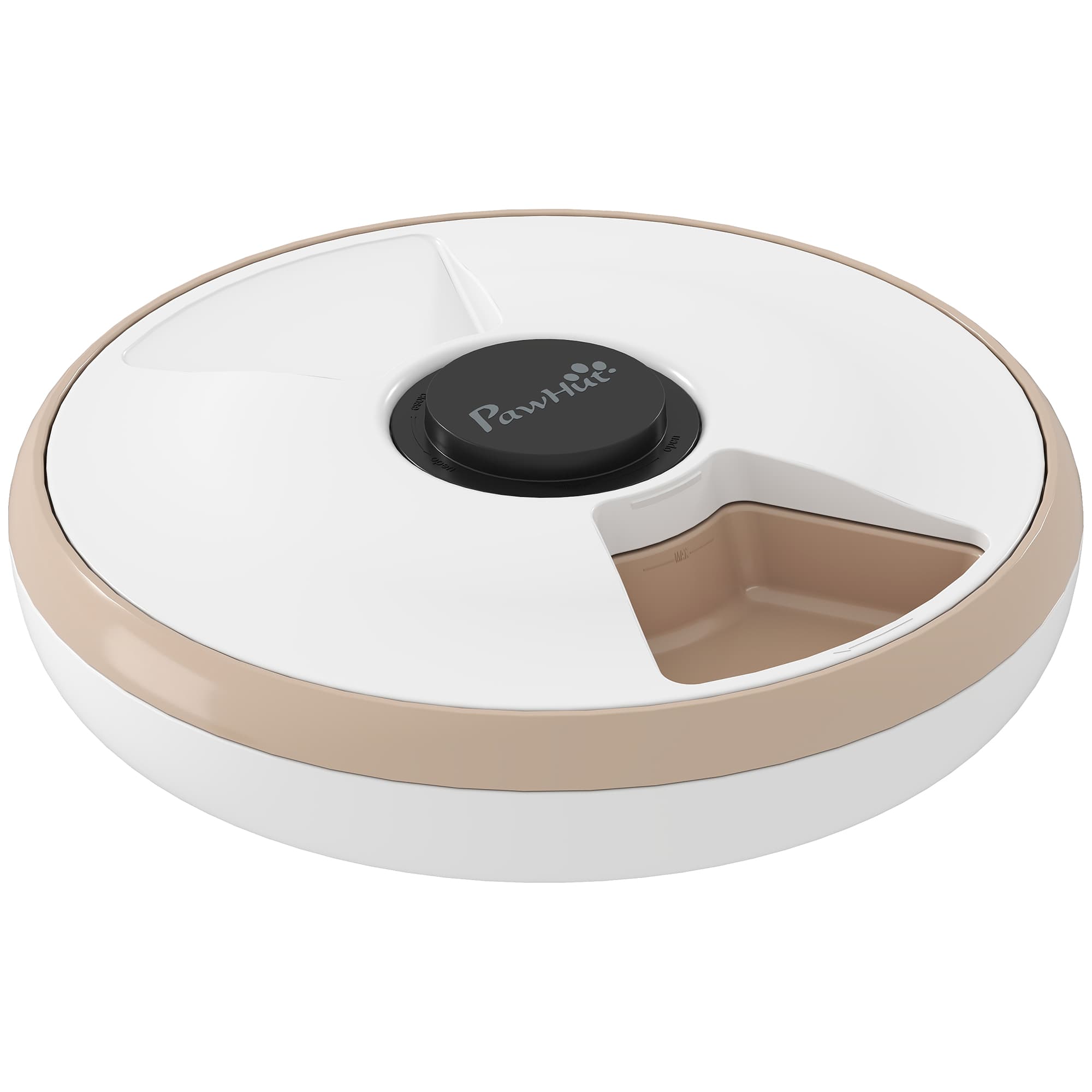 PawHut Distributeur de Nourriture pour Animaux de Compagnie Distributeur Automatique 6 portions 31,5 x 31,5 x 8,3 cm blanc