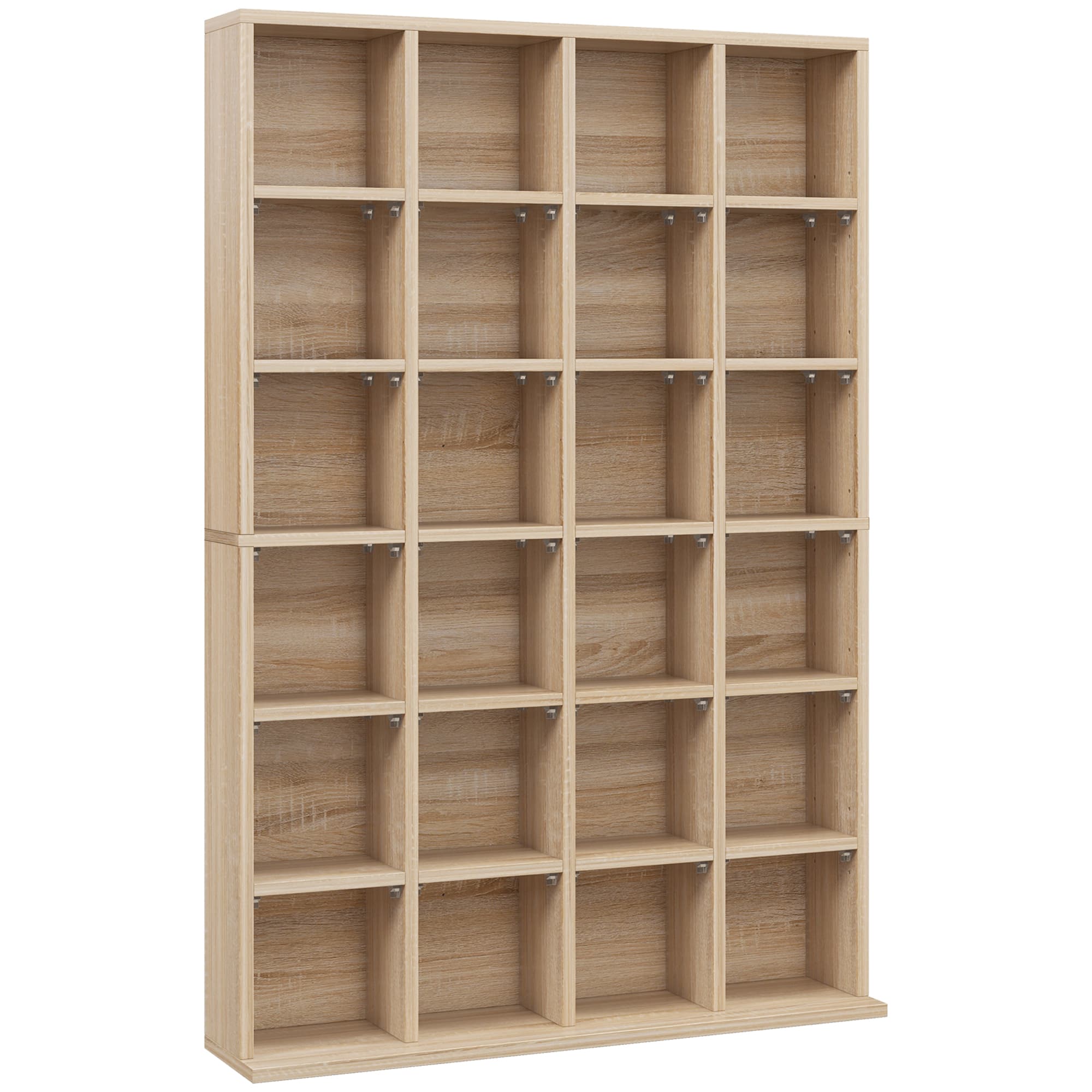 HOMCOM Meuble de rangement multimédia 456 CD/ 336 DVD - bibliothèque en bois avec étagères réglables 89 x 130,5 cm bois naturel
