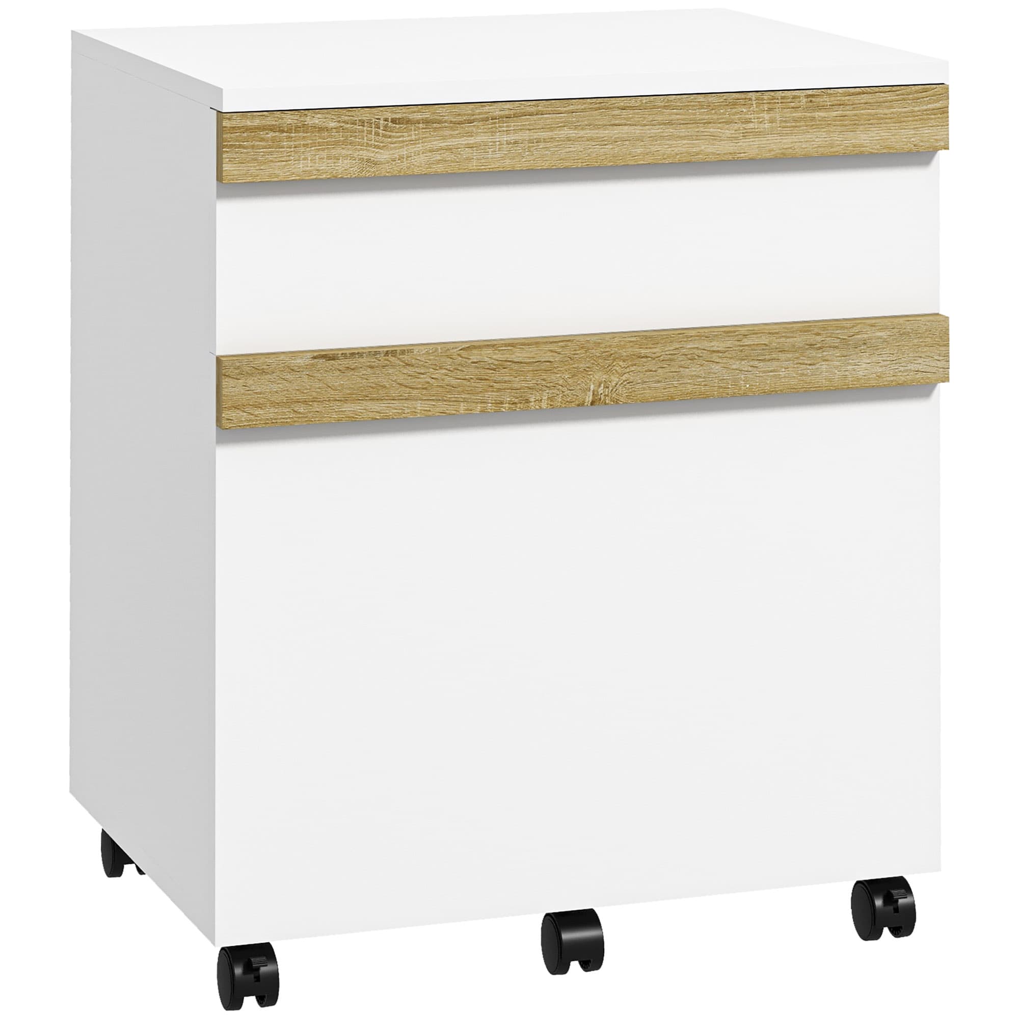 Vinsetto Caisson de bureau à roulettes avec 2 tiroirs coulissants trieur à dossiers 48 x 40 x 59,5 cm blanc