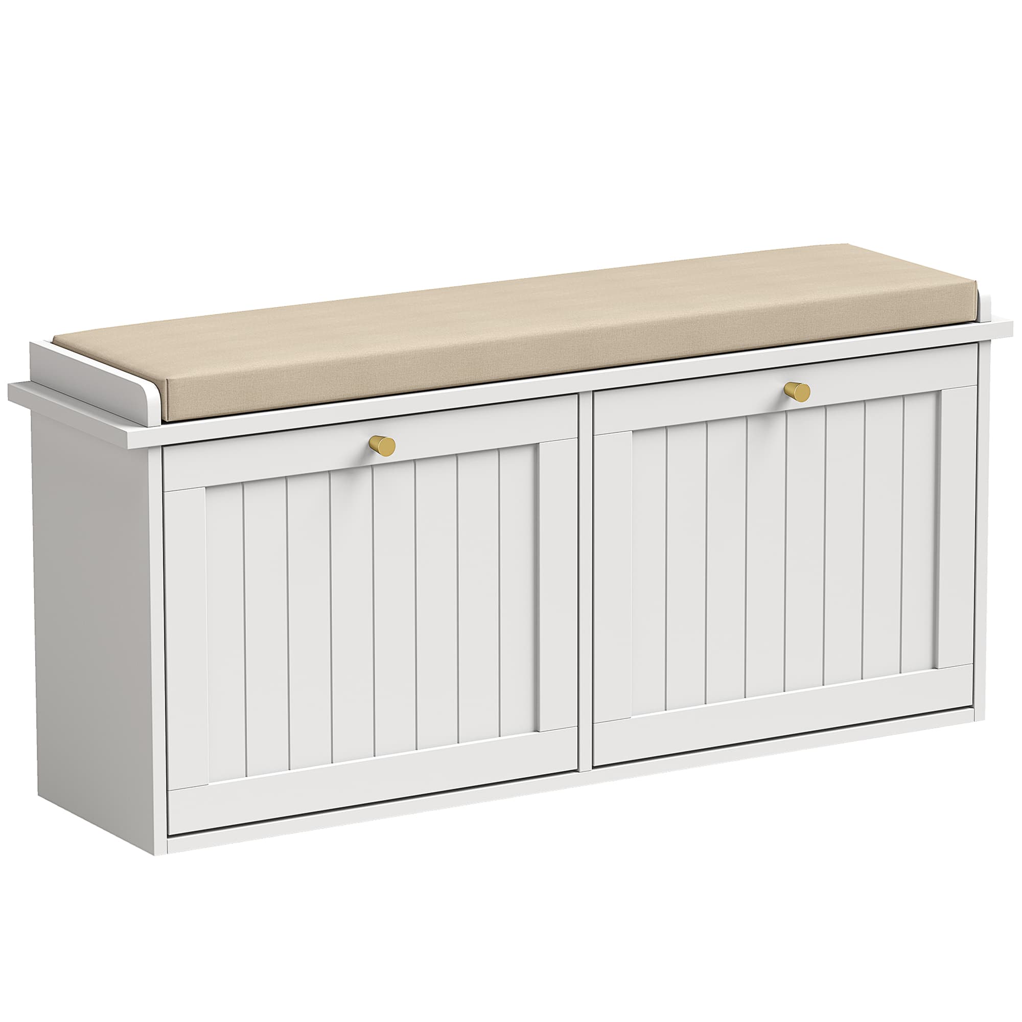 HOMCOM Banc à chaussures, meuble d'entrée, coussin rembourré, 2 tiroirs à abattant, 8–10 paires de chaussures