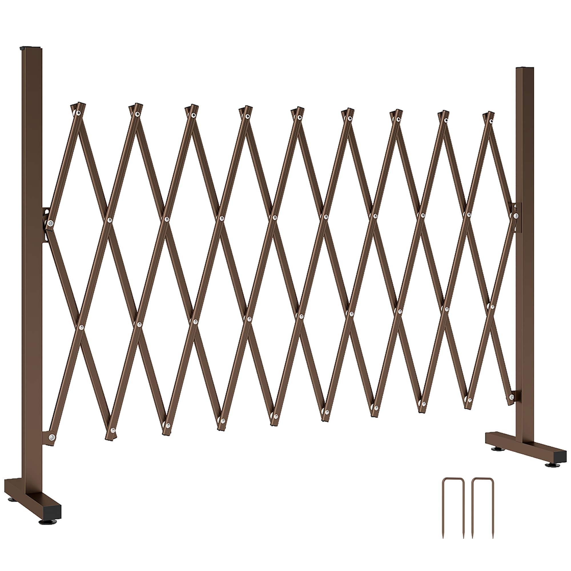 Outsunny Barrière Extensible Rétractable Barrière de Sécurité Alu Métal 250 x 31 x 104 cm Chocolat