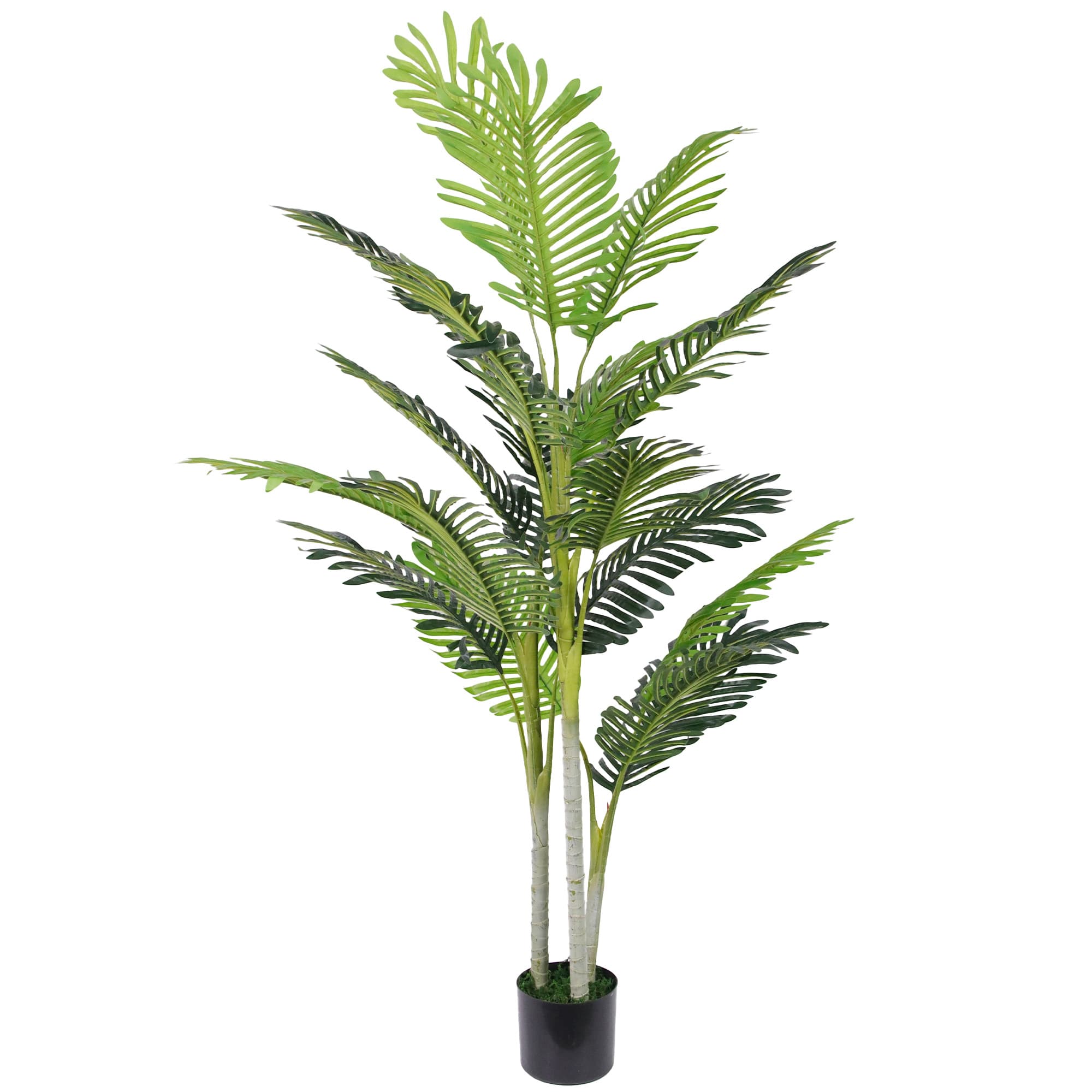 Outsunny Palmier artificiel hauteur 150 cm arbre artificiel décoration plastique fil de fer pot inclus vert aosom france