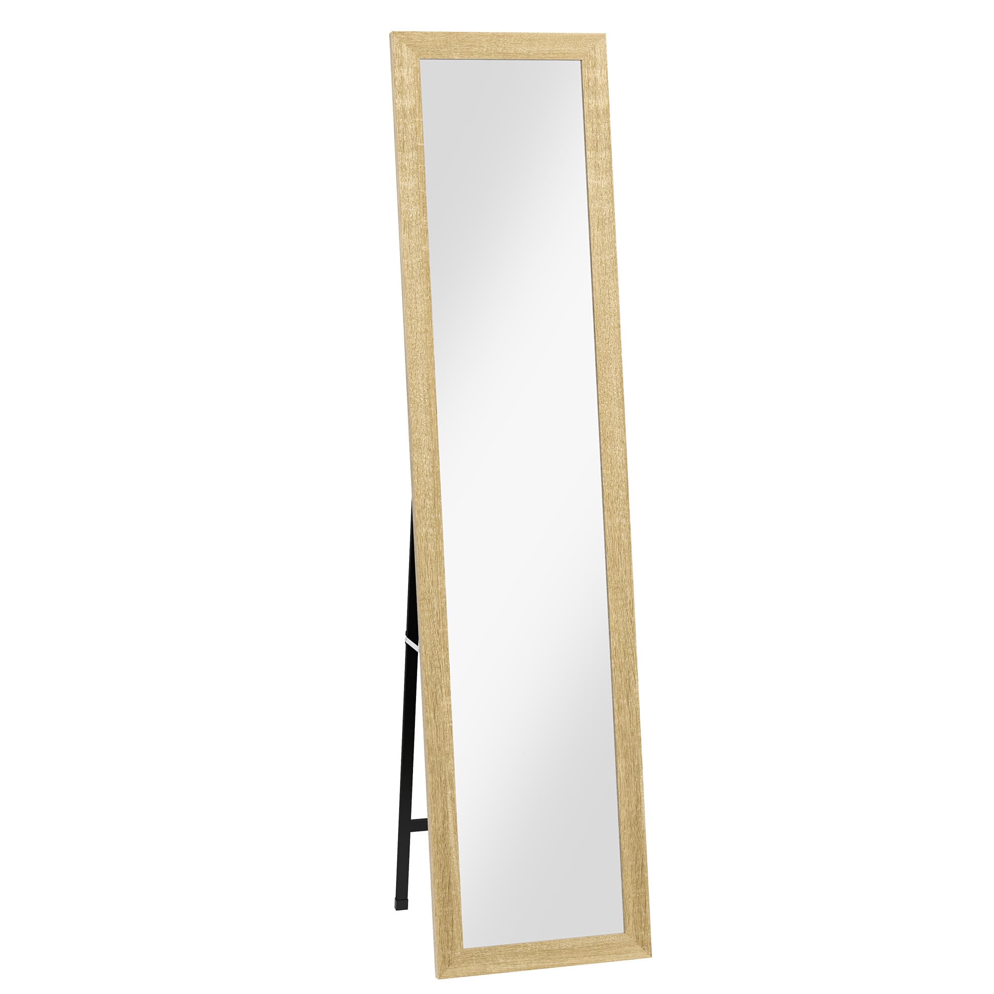 HOMCOM Miroir sur pied miroir mural rectangulaire style campagne avec cadre en bois pour salon chambre à coucher 37 x 155 cm marron clair