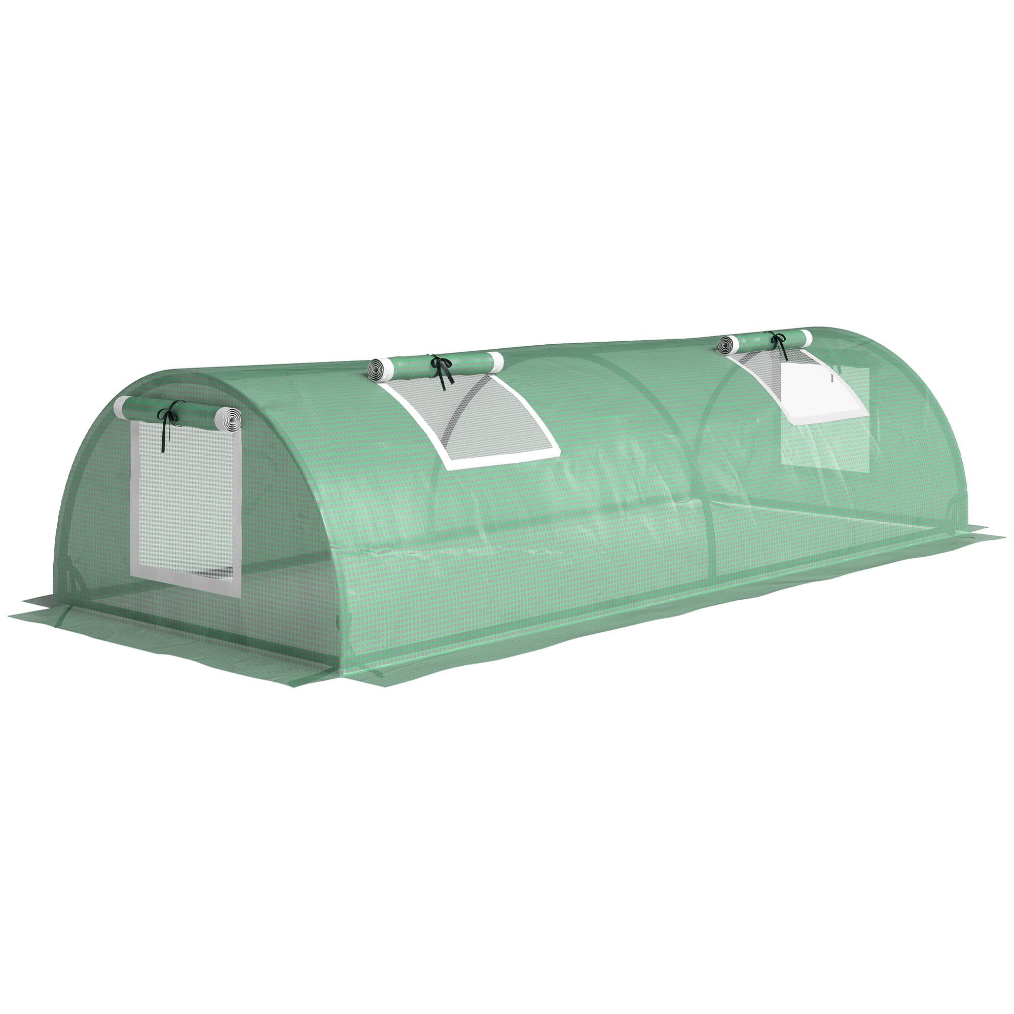 Outsunny Mini Serre de Jardin mini serre tunnel à tomates 200 x 80 x 45 cm Acier PE Anti-UV 4 portes en filet enroulables vert