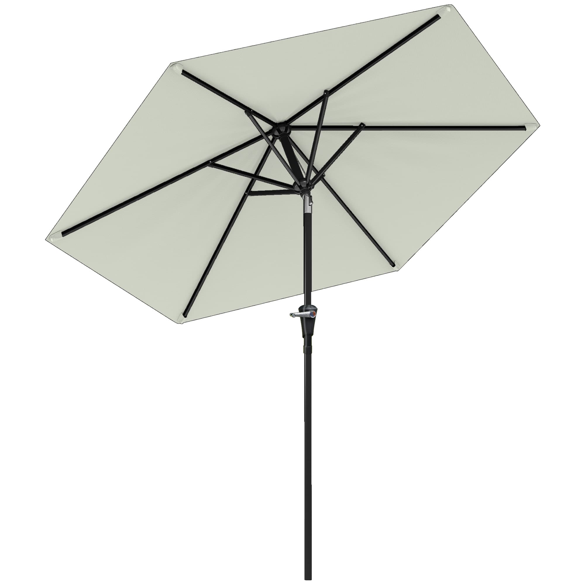 Outsunny Parasol de jardin parasol droit parasol hexagonal inclinable Ø 2,3 x 2,16 m métal polyester haute densité 180 g/m2 crème