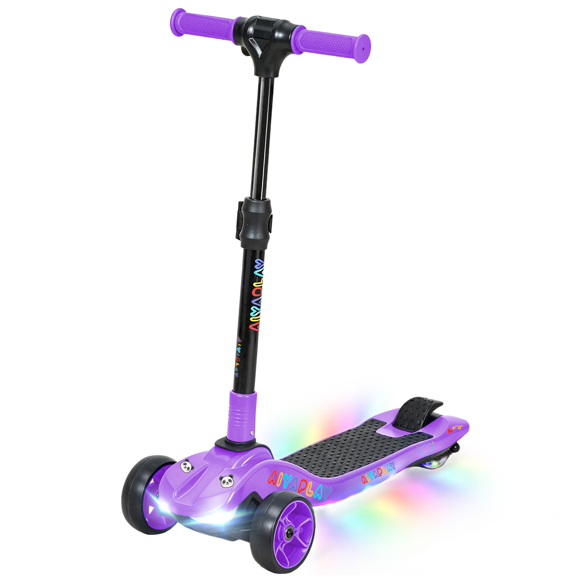 AIYAPLAY Trottinette électrique pour enfants 6+ ans, pliable 3 roues démarrage zéro, vitesse maximale 8 km/h 64x29x83cm violet
