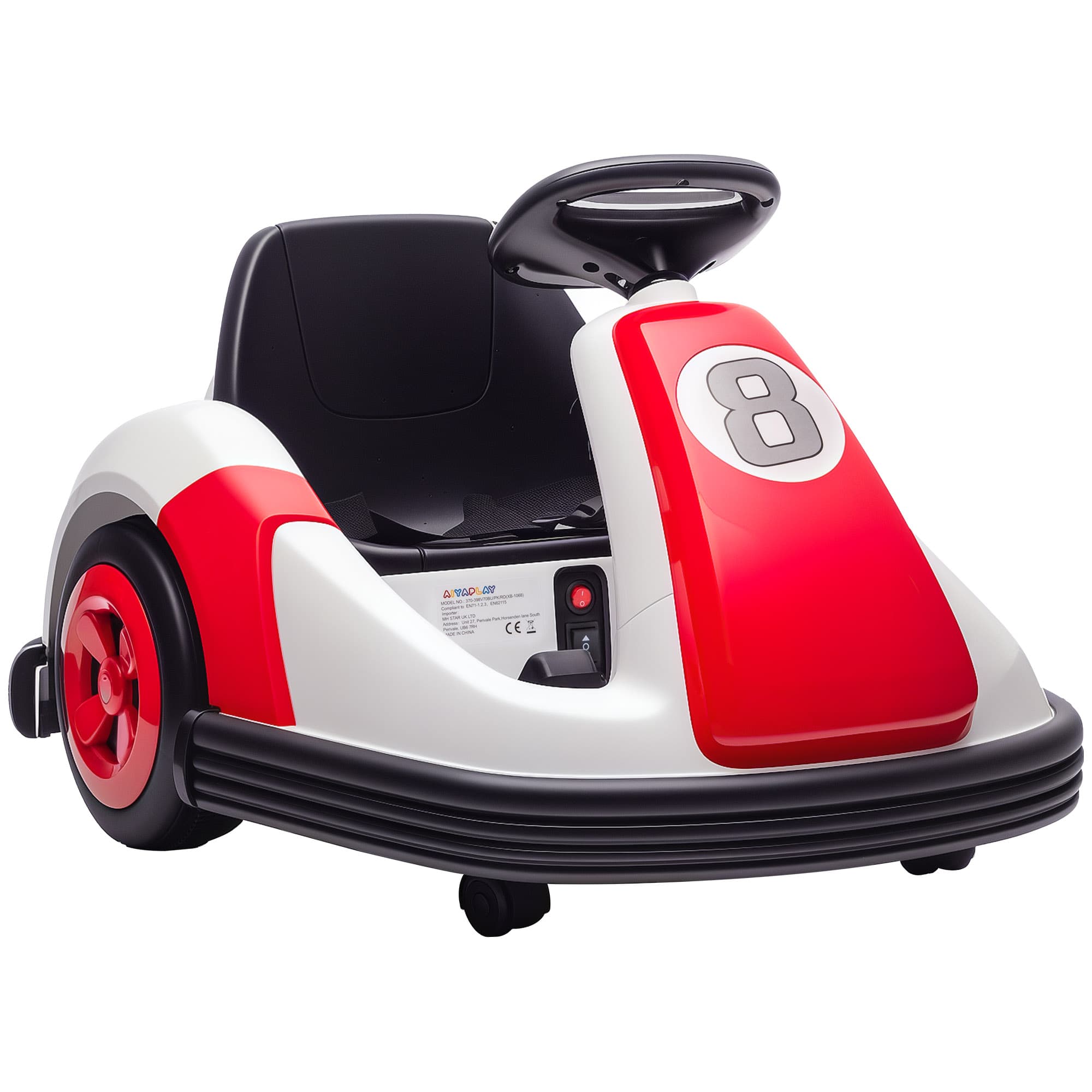 AIYAPLAY Auto-tamponneuse enfant 6V, rotation à 360°, voiture tamponneuse électrique enfant avec double moteur, musique et klaxon
