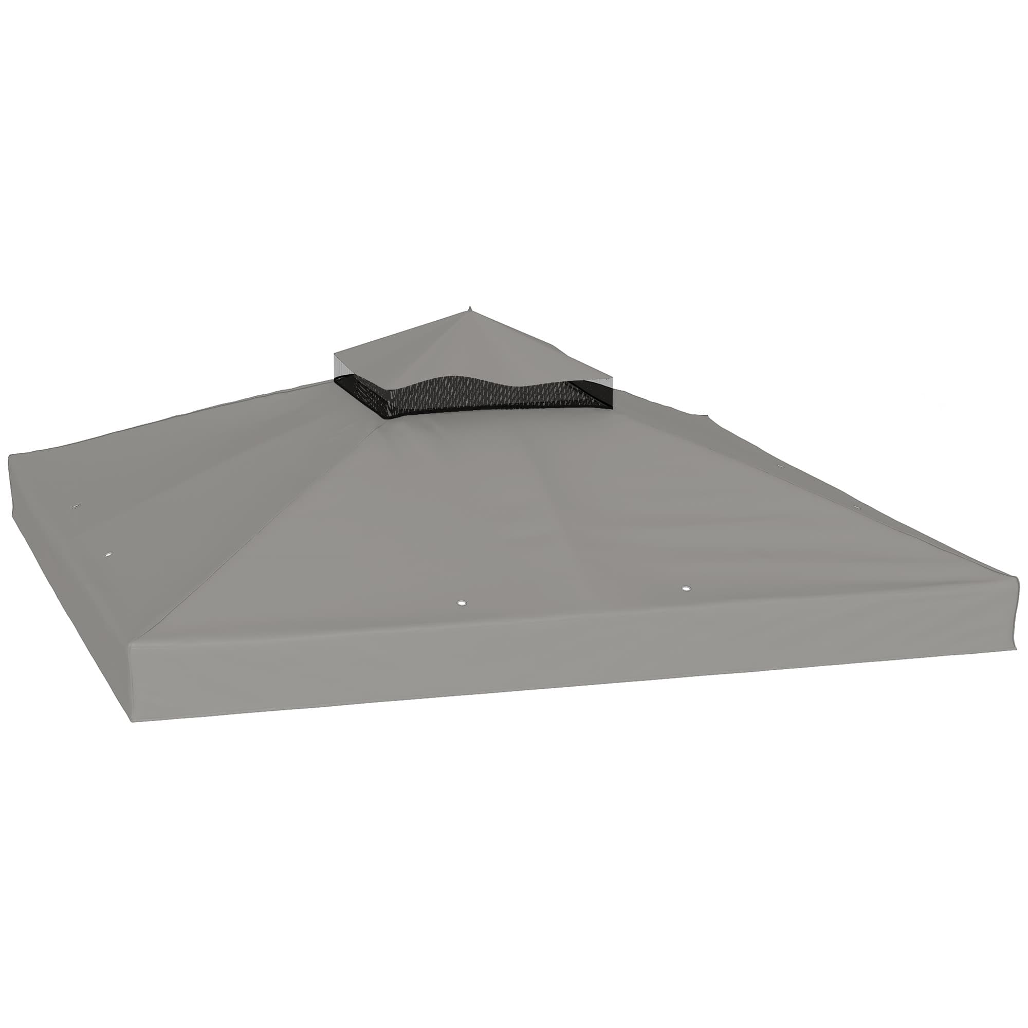 Outsunny Toile pour tonnelle 3 x 3 m toile de rechange pour tonnelle à 2 niveaux protection UPF30+ trous de drainage gris