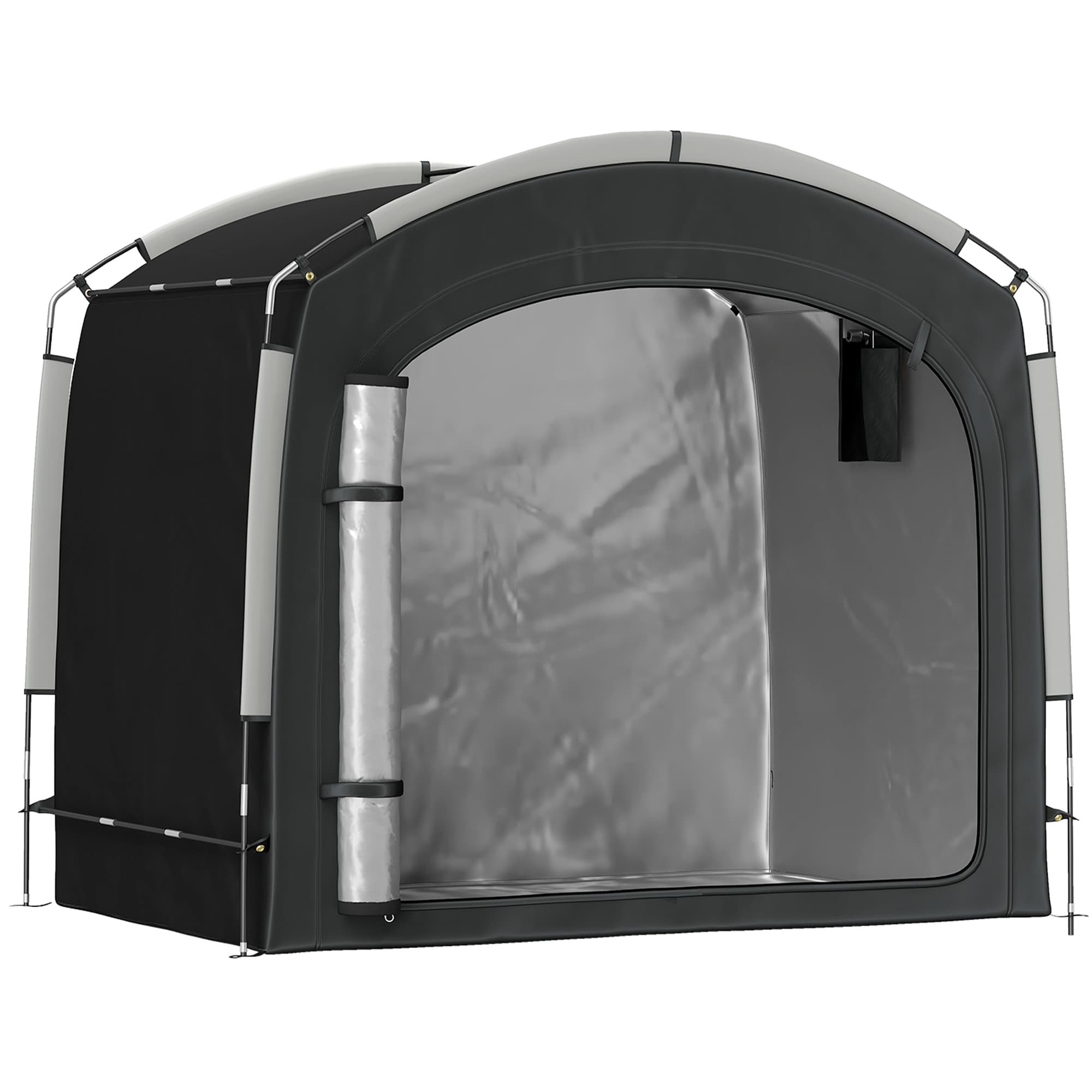 Outsunny Tente de vélo abri de vélo portable pour 3-4 vélos avec 2 poches latérales 220 x 150 x 195 cm noir
