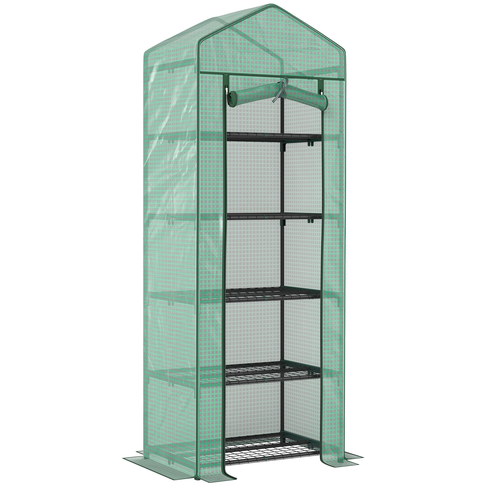 Outsunny Serre de jardin balcon étagère serre 5 niveaux 0,69 x 0,49 x 1,93 m acier bâche amovible PE vert