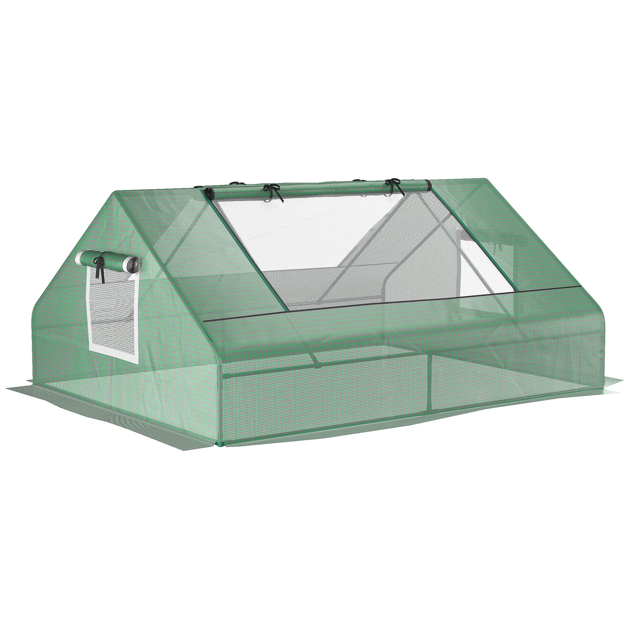 Outsunny Mini serre de jardin mini serre tunnel 180x140x80cm toit pointu acier PE haute densité 140 g/m2 2 grandes fenêtres vert foncé