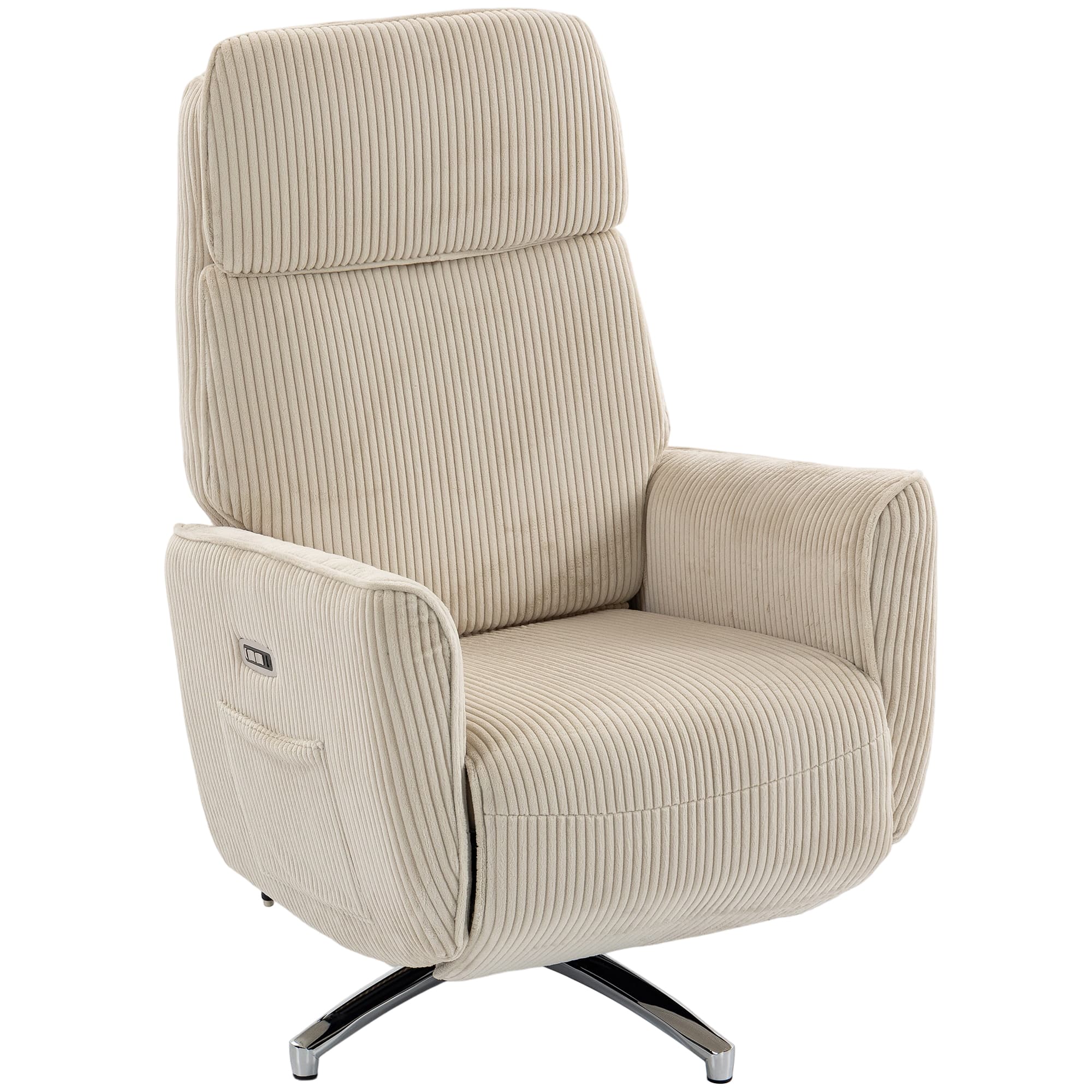 HOMCOM Fauteuil Relax Électrique Inclinable avec Fonction Couchage, 2 Moteurs, Fauteuil TV Pivotant avec Port USB