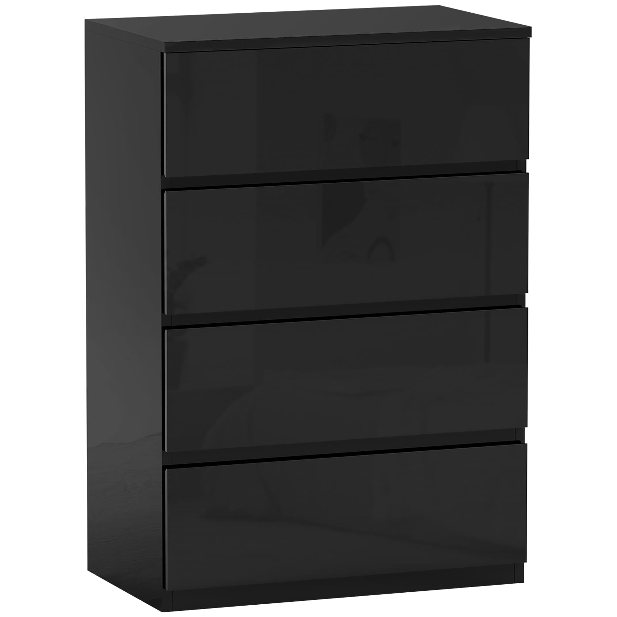 HOMCOM Commode 4 tiroirs en bois, commode pour chambre moderne et multifonction, 55x33x80 cm, Noir