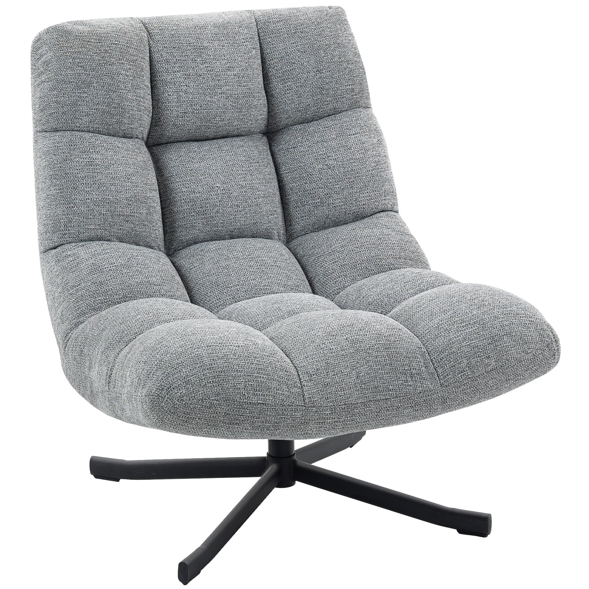 HOMCOM Fauteuil salon sans accoudoirs, chaise pivotante en tissu chenille imperméable, assise large, 75 x 95 x 90 cm, gris