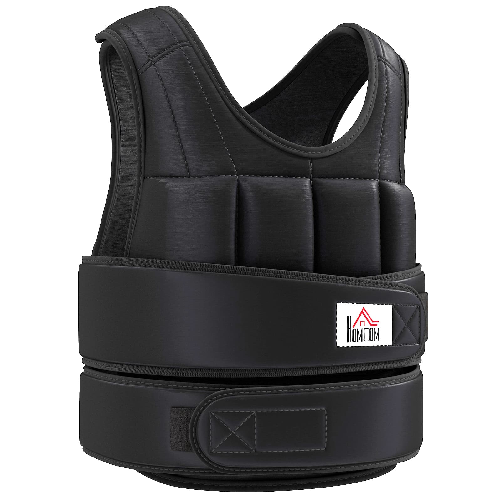 HOMCOM Gilet lesté réglable veste lestée 10 Kg max. poids amovibles entrainement musculation exercice boxe oxford 50x60cm noir
