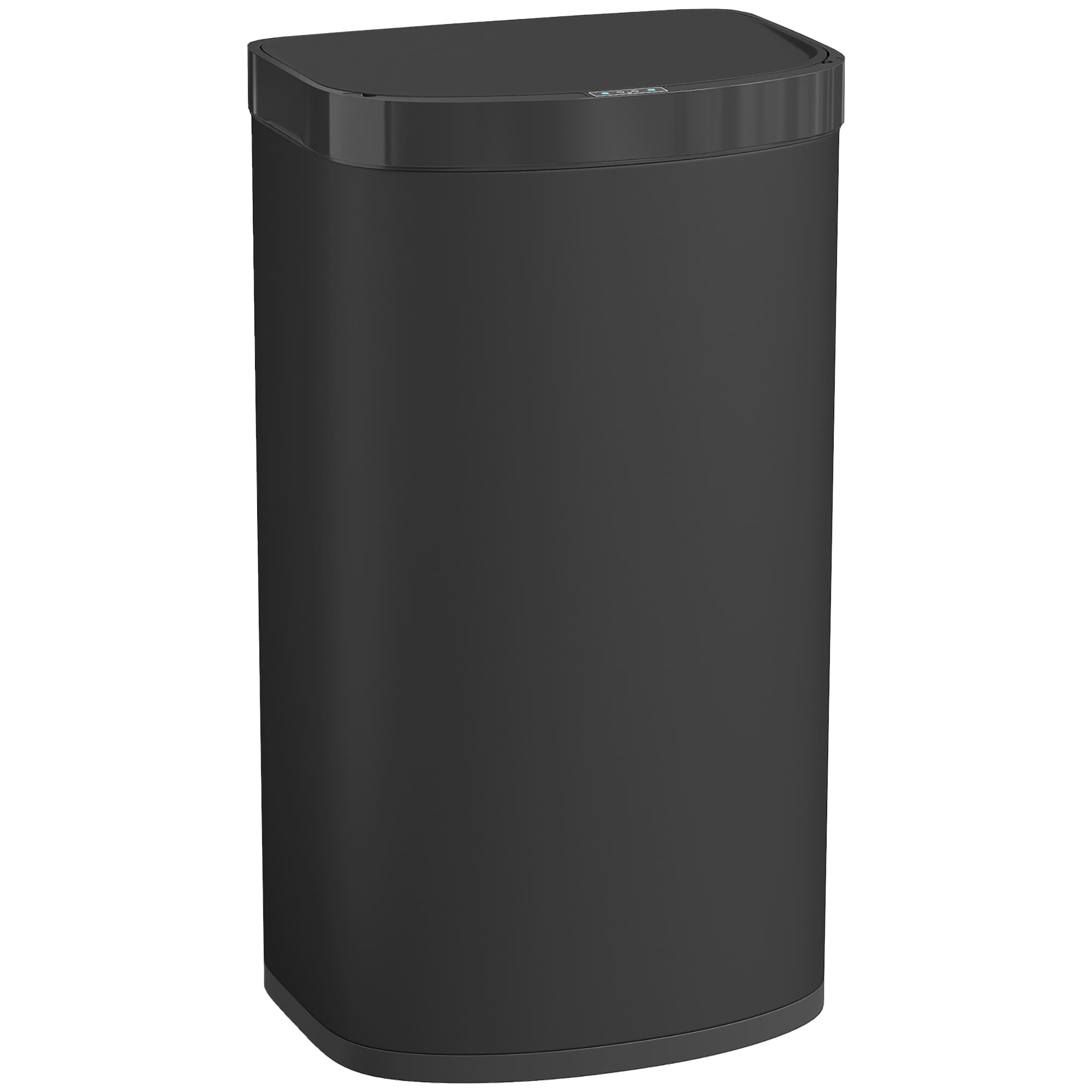 HOMCOM Poubelle à capteur 55 L, couvercle à fermeture douce en acier inoxydable, pour cuisine, salle de sport, bureau, noir